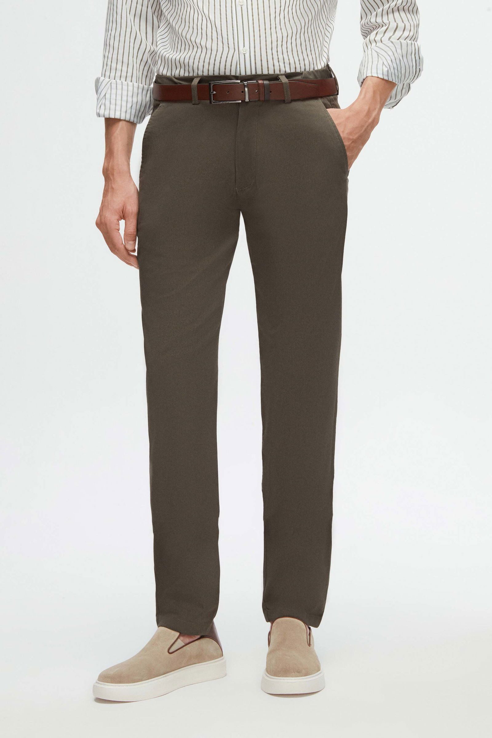D'S DAMAT Chinohose Ds Damat Slim Fit Chinohose aus Dobby-Baumwolle, seitliche Taille, ela