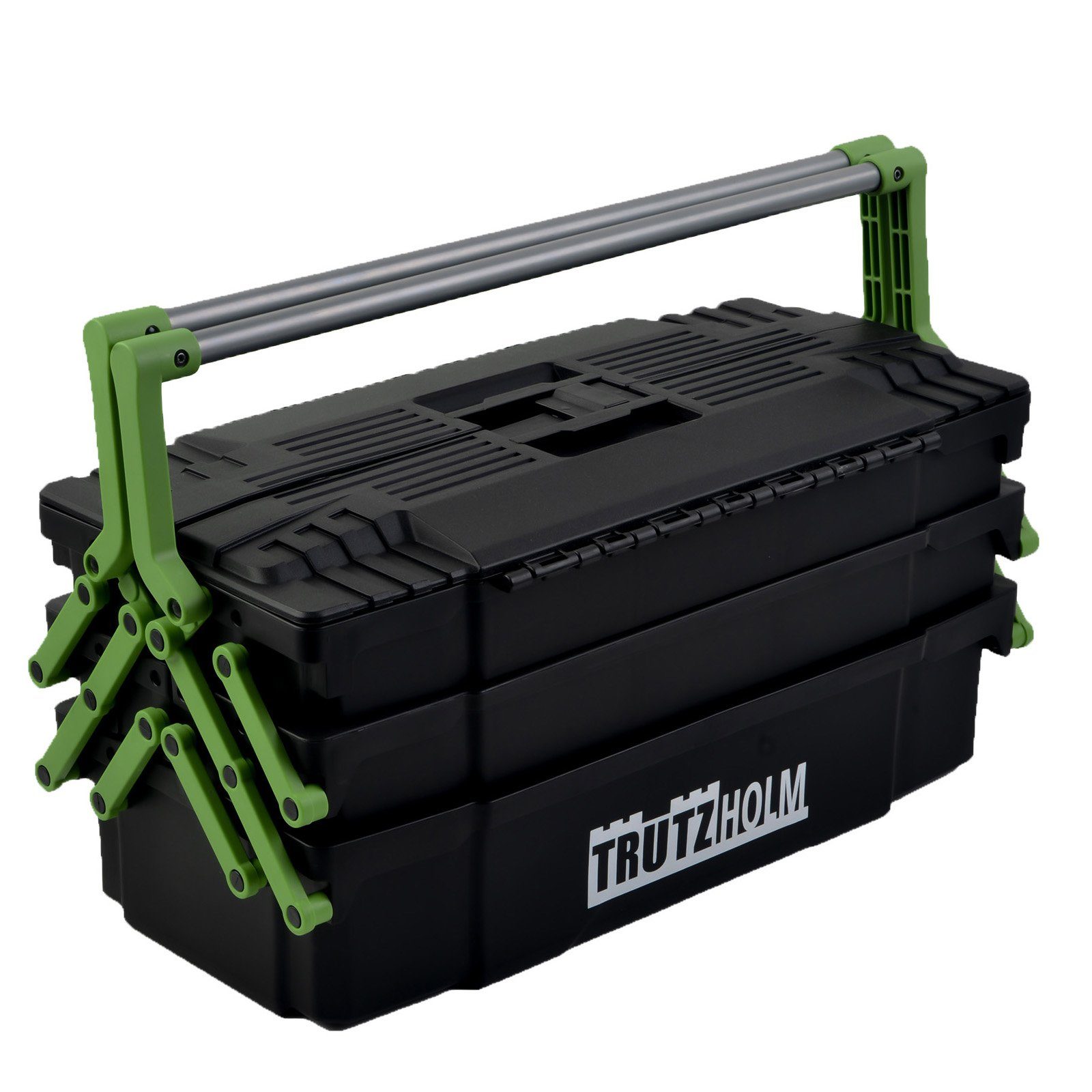 TRUTZHOLM Werkzeugkoffer 48x24x21 cm Kunststoff Griffe klappbar aus Stahl Werkzeugkasten leer
