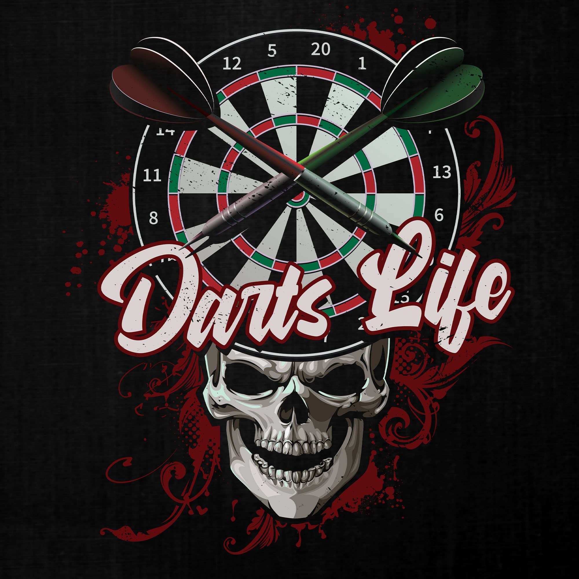 T-Shirt Life Dartpfeil Dartspieler Dartscheibe Darts Formatee - Herren Schwarz Kurzarmshirt (1-tlg) Quattro Dart