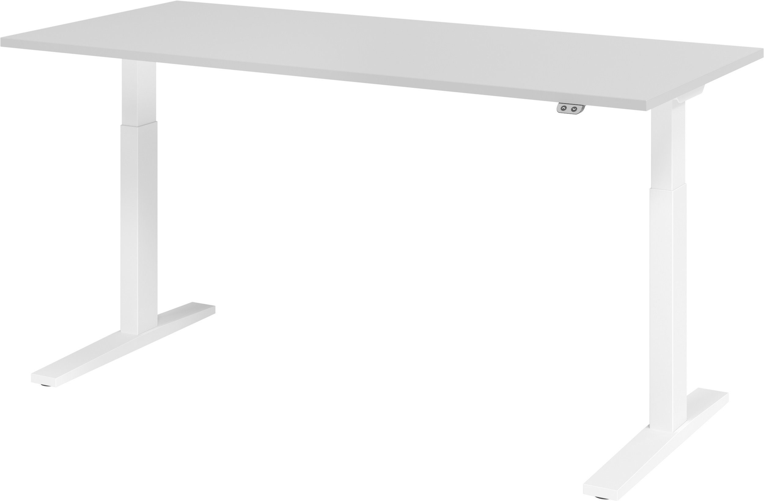 bümö Schreibtisch Schreibtisch elektrisch XMKA, Rechteck: 180 x 80 cm - Dekor: Grau - Gestell: Weiß Weiß | Grau
