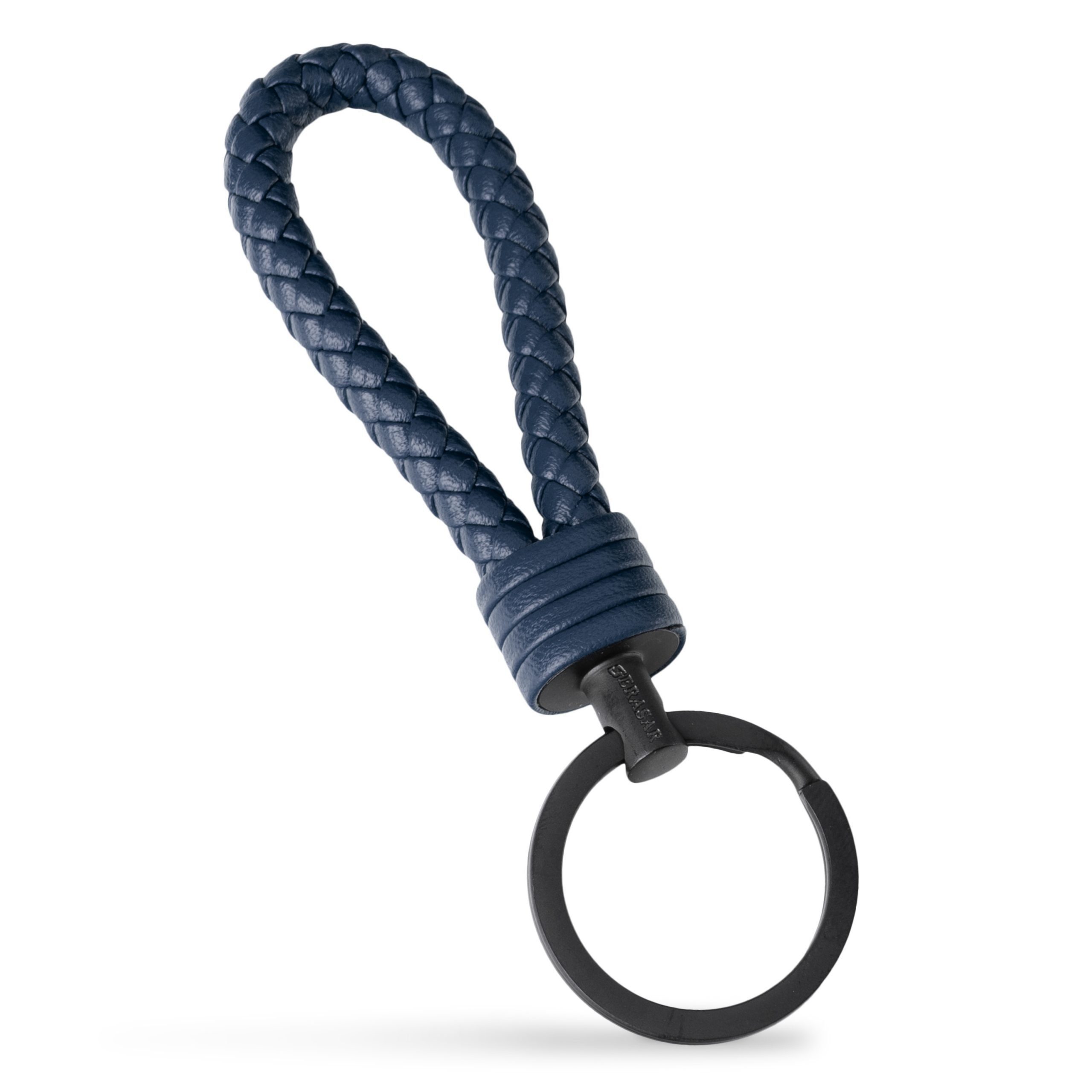 SERASAR Schlüsselanhänger Leder Schlüsselanhänger "Strong" Zusatzringe Blau kleine für Schlüssel (1-tlg)