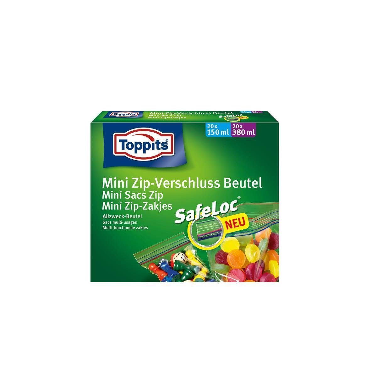 Toppits SafeLoc mit Zip-Verschluss Beutel 20x150ml Mini Toppits 20x380ml Küchenorganizer-Set A und