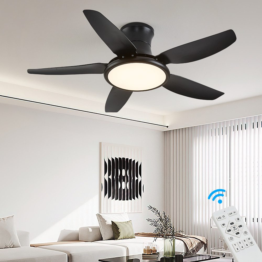 Eurohandisplay Deckenventilator Deckenventilator LED Beleuchtung 6 Geschwindigkeiten timer 2 Stunden, Lichtfarbe und Helligkeit stufenlos einstellbar
