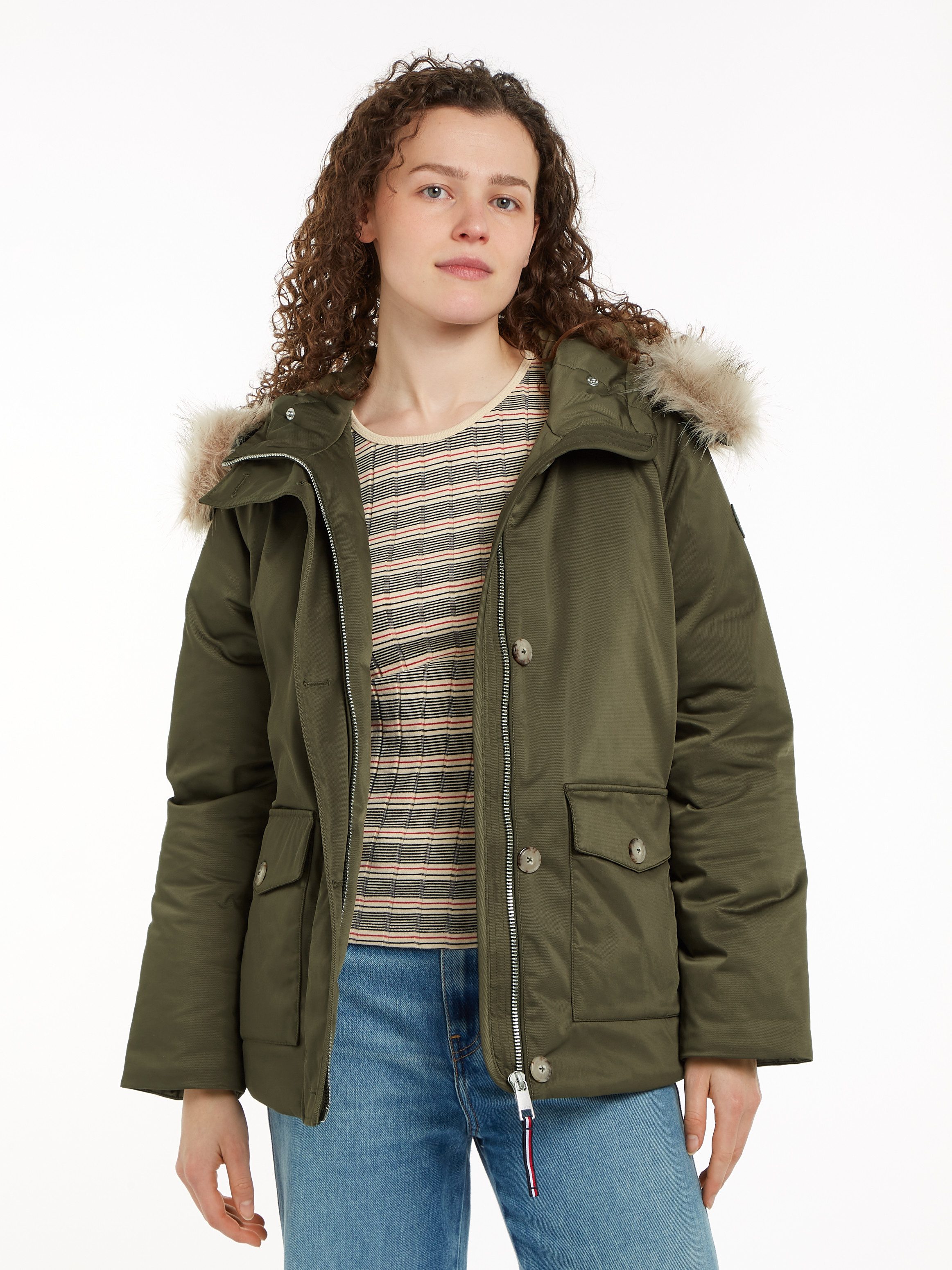 Tommy Hilfiger Schwarz WeiÃƒÂŸe Jacken Parka WeiÃƒÂŸe Tommy