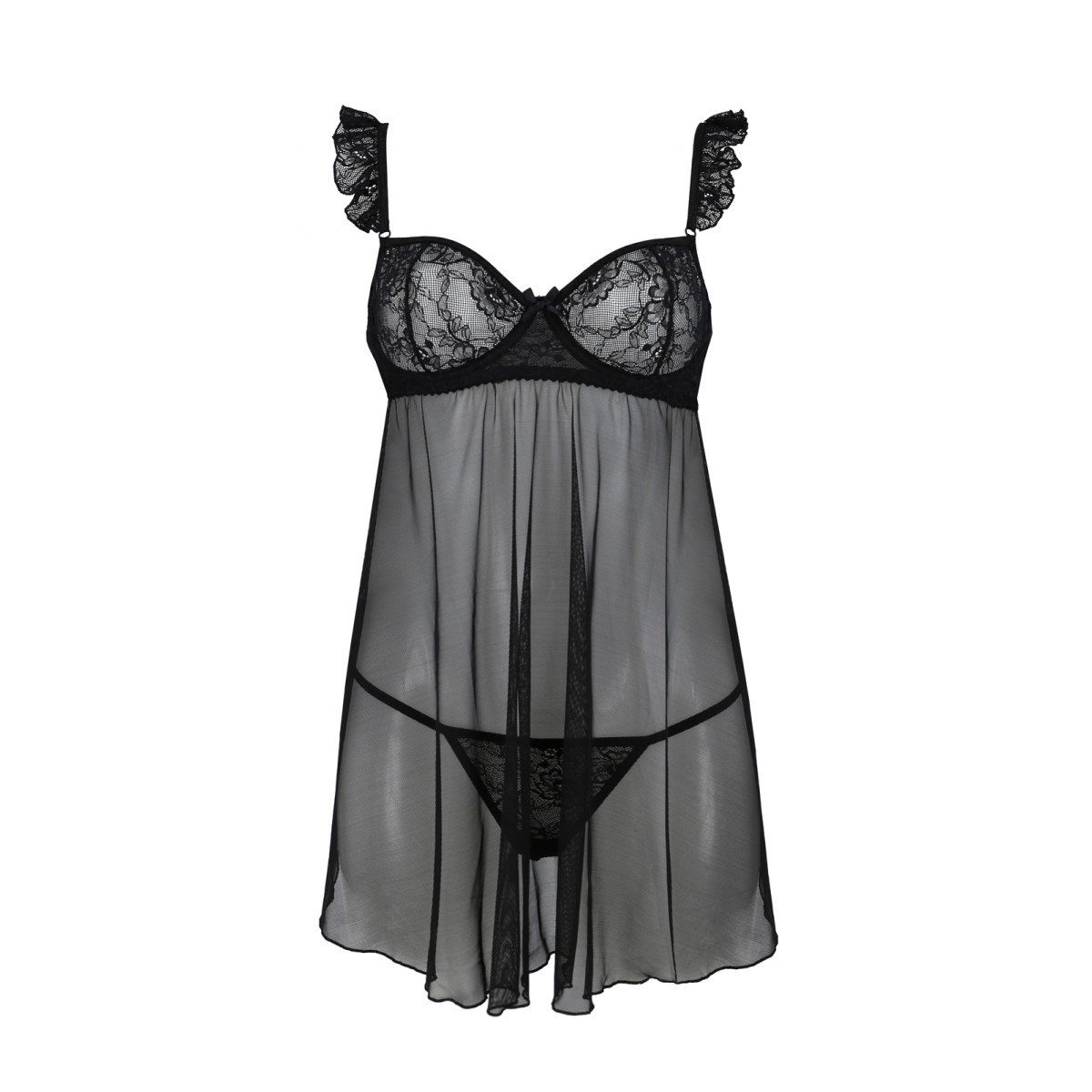 Avanua Negligé Avanua - AV Milagros chemise & thong black - (L/XL,S/M) (Packung)