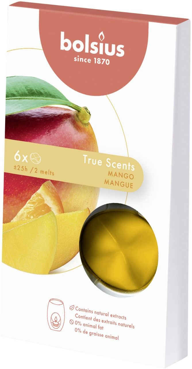 Bolsius Duftkerze Bolsius True Scents - Wax Melts Mango, 6er Pack