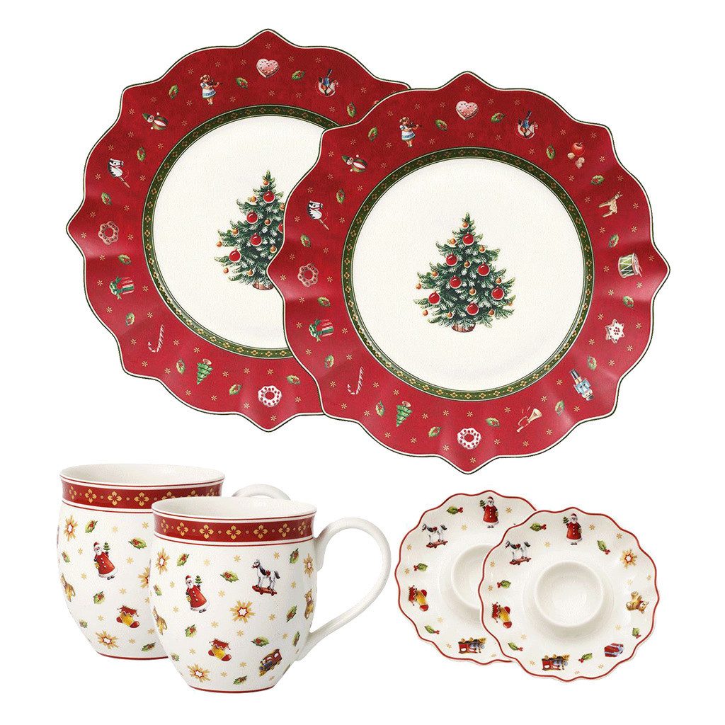 Villeroy & Boch Frühstücks-Geschirrset Toy's Delight Frühstücks-Set (6-tlg), 2 Personen, Porzellan, Premium Porcelain, 6 Stck, Handw., mikrow.sicher