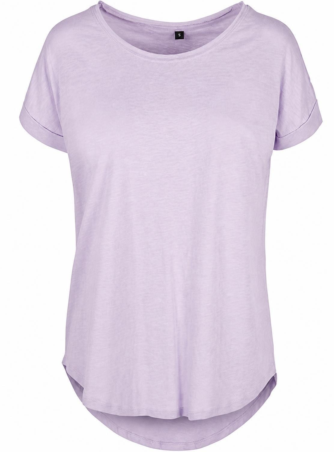 Build Your Brand Rundhalsshirt Damen Long Slub Tee / Hinten extra lang geschnitten
