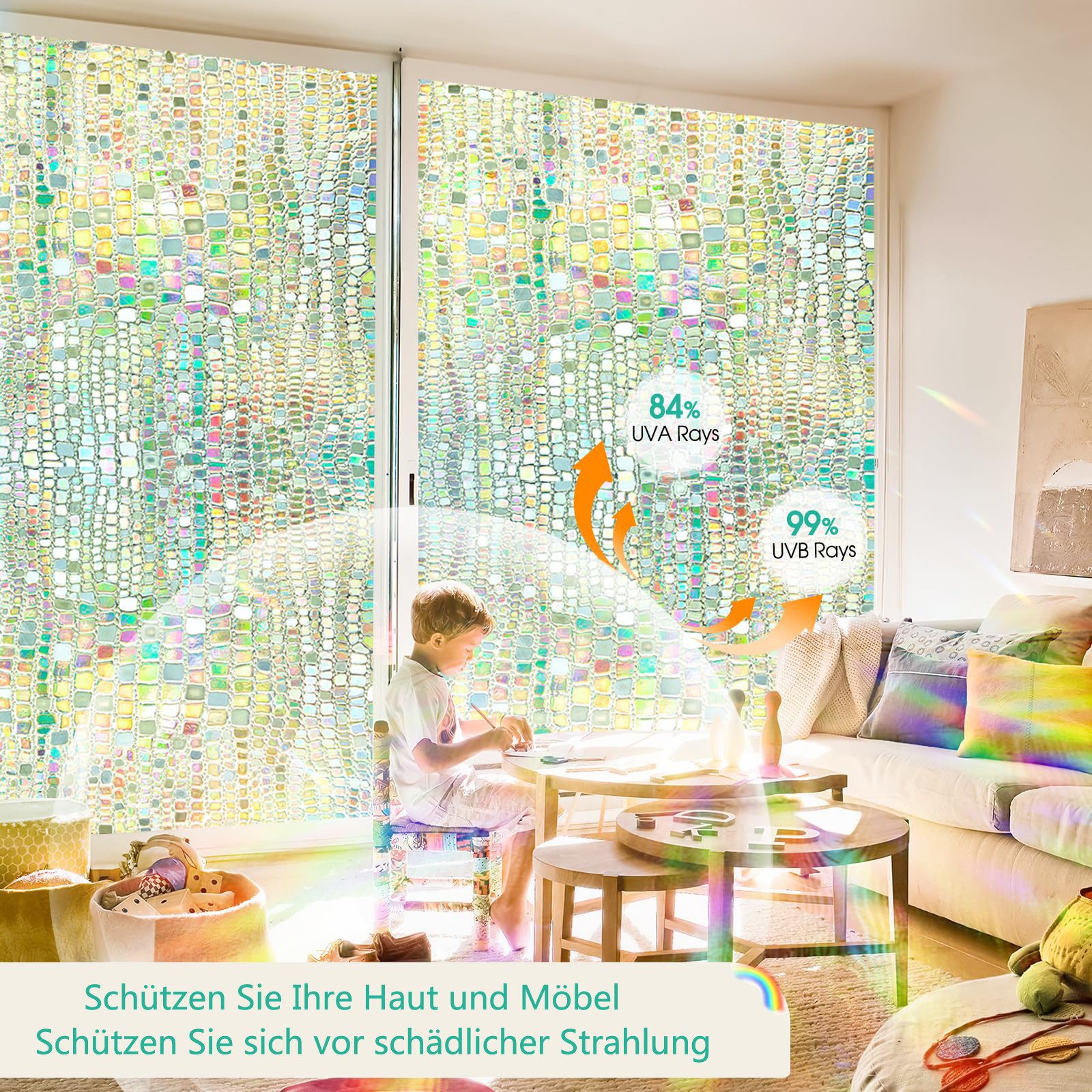 Coonoor Fensterfolie Selbsthaftend Blickdicht 3D Fensterfolie, Sichtschutzfolie für Fenster, Sonnenschutz – Bild 3 von 5