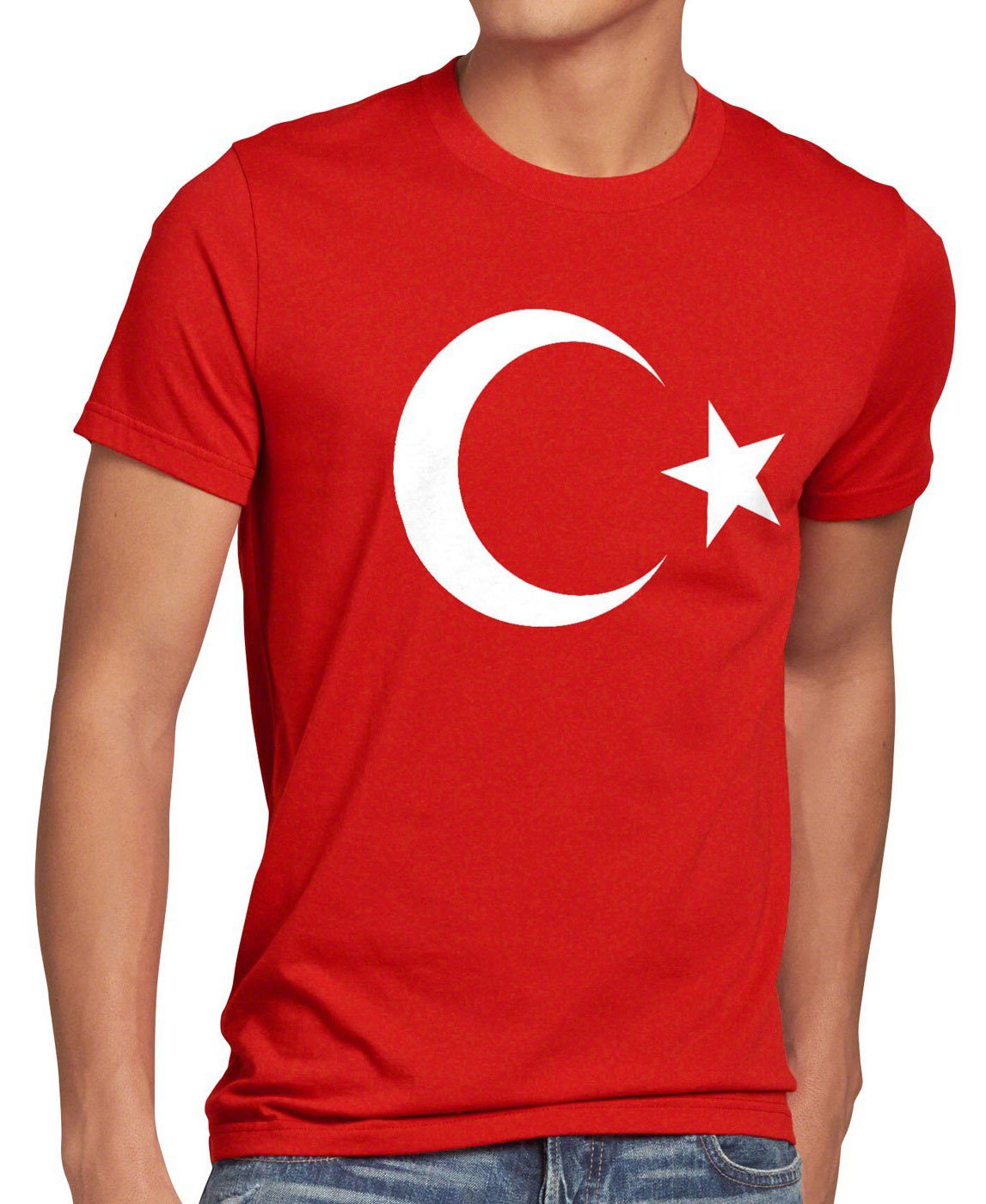 style3 Print-Shirt Herren T-Shirt Türkei Turkey Türkiye Flagge istanbul Flag Mond Stern rot erdogan