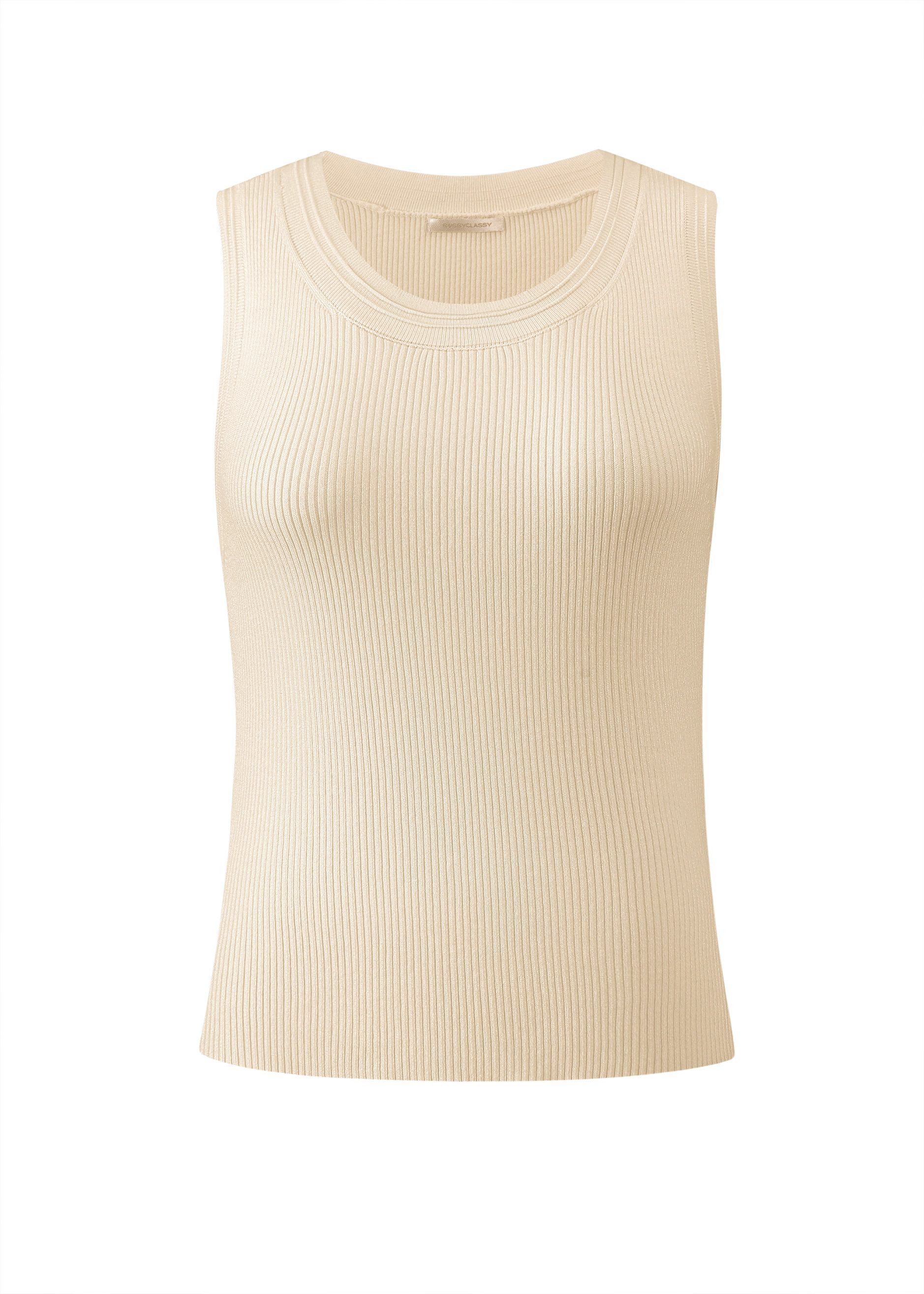 T-Shirt Strick-Top Damen mit Rundhalsausschnitt ärmellos