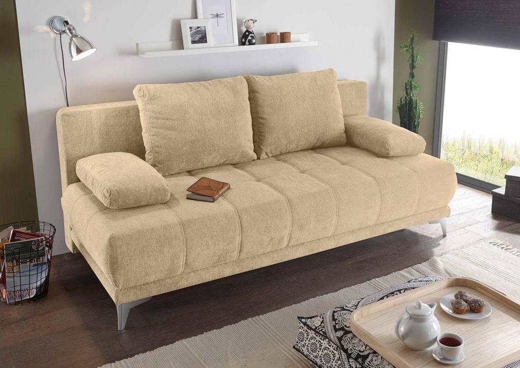 Reguläre Ware ED EXCITING DESIGN Schlafsofa, Jenny cm Sand 203x101 (Beige) Couch Sofa Schlafcouch Schlafsofa