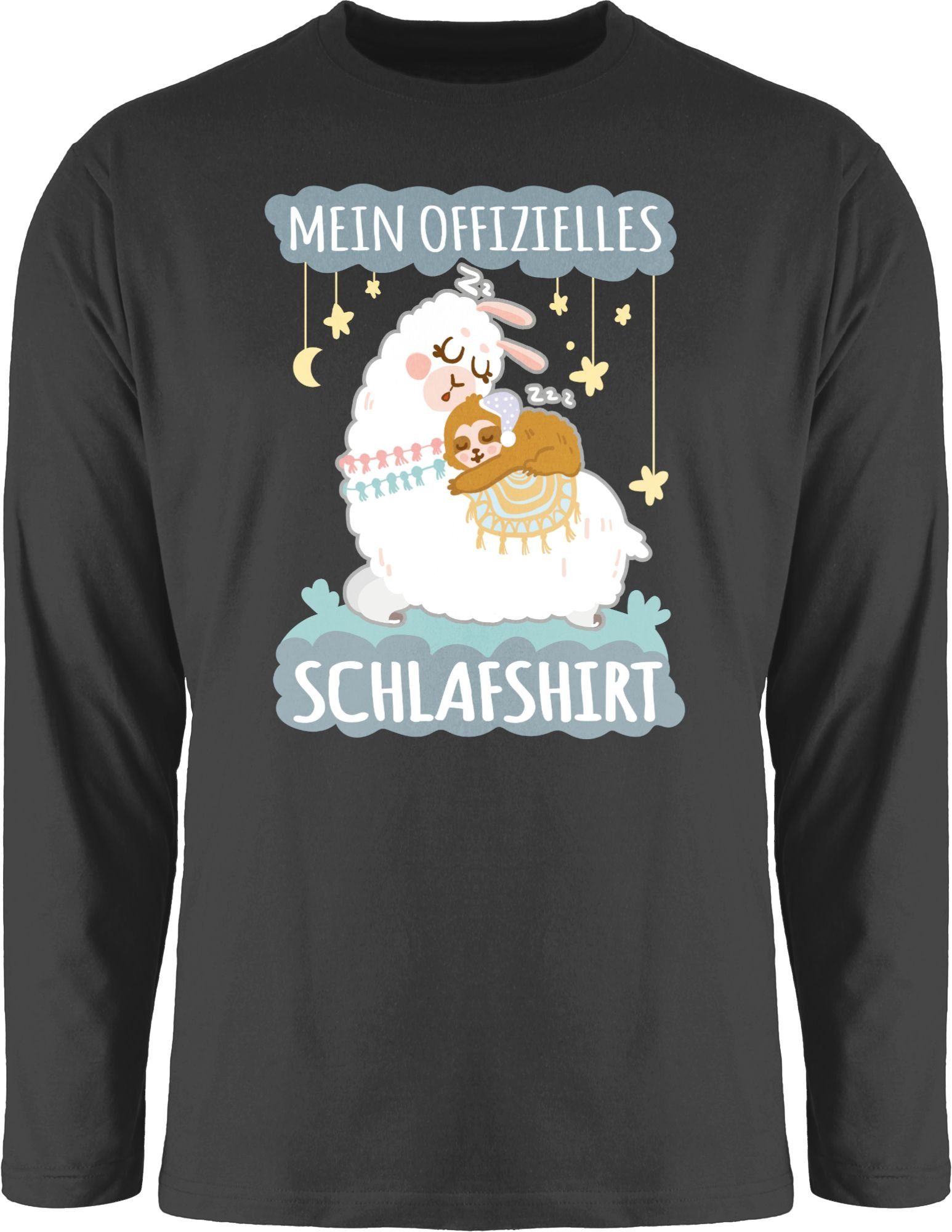 Shirtracer Rundhalsshirt Mein offizielles Schlafshirt - Lama und Faultier - grau Sprüche Statement 3 Schwarz