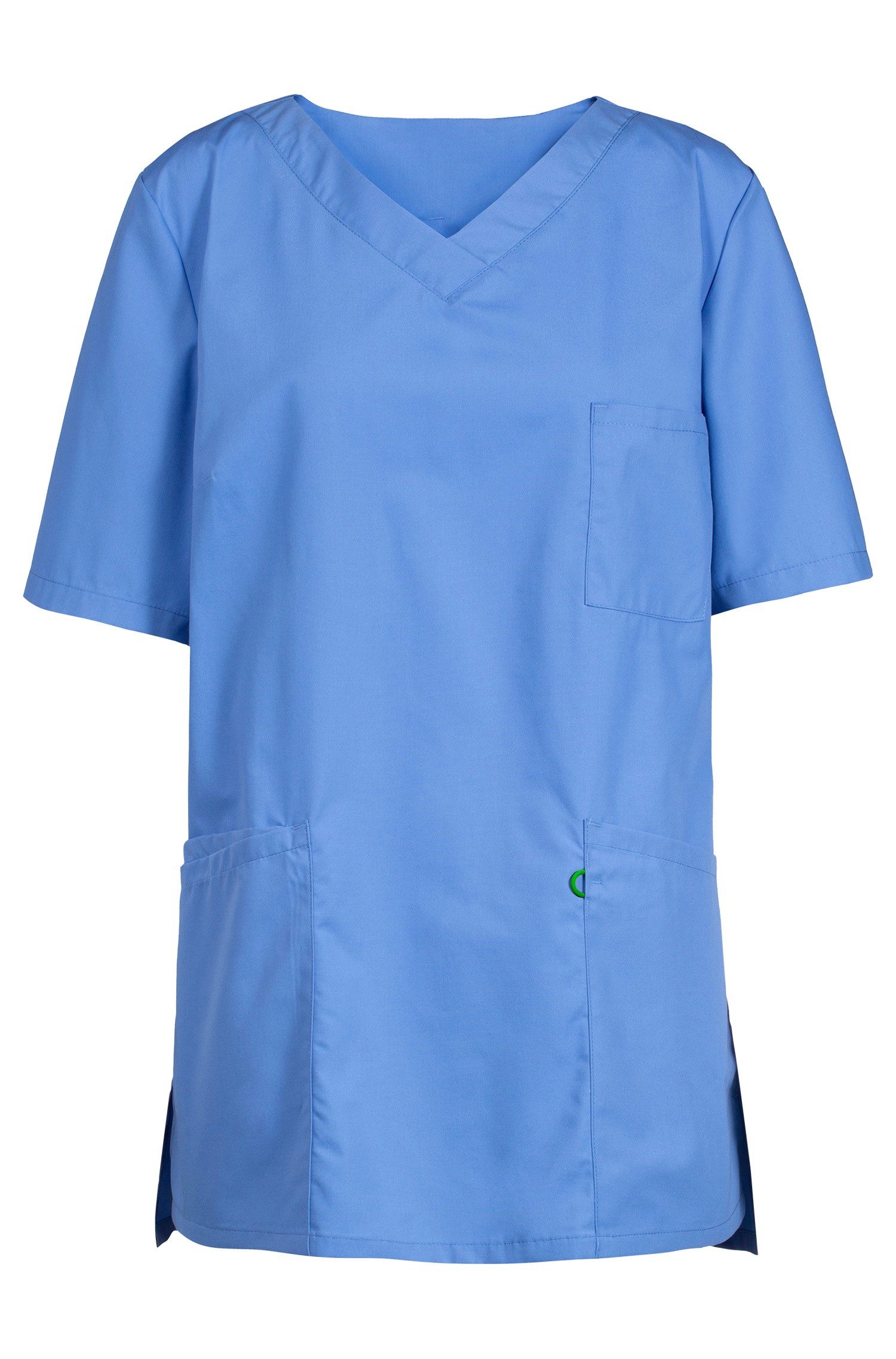 GREIFF Schlupfbluse Greiff CARE Damen Schlupfkasack Kurzarm V-Neck Mittelblau