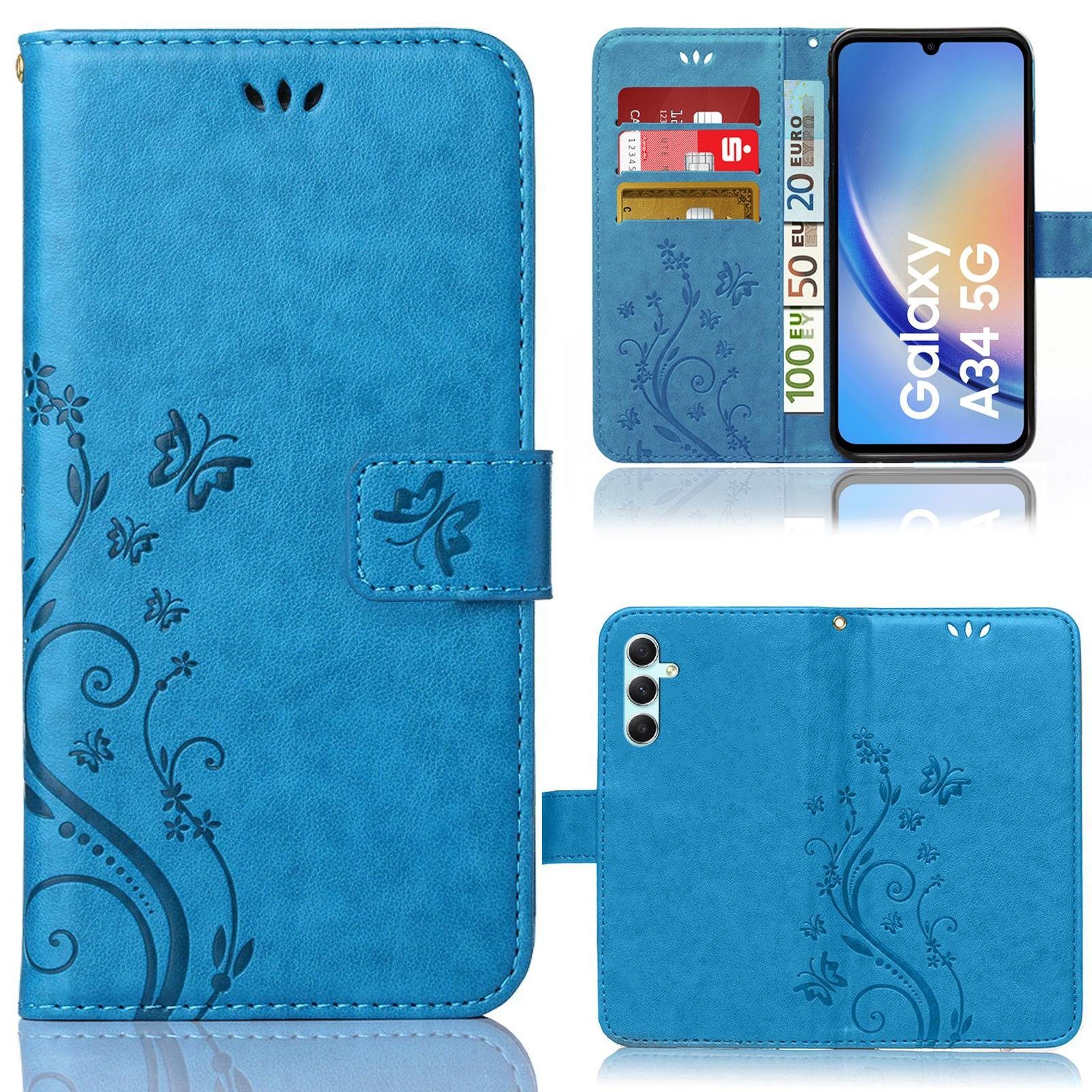 Numerva Handyhülle Bookstyle Flower für, Handy Tasche Schutzhülle Klapphülle Flip Cover mit Blumenmuster