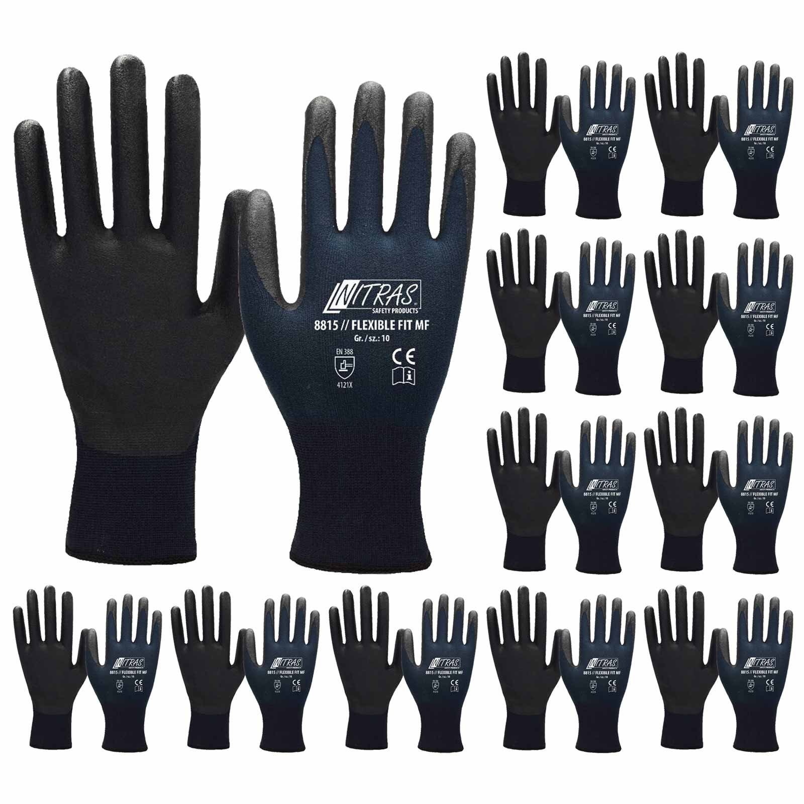 Nitras Nitril-Handschuhe Arbeitshandschuhe Flexible FIT MF8815, Schutzhandschuhe 12 Paar (Spar-Set)