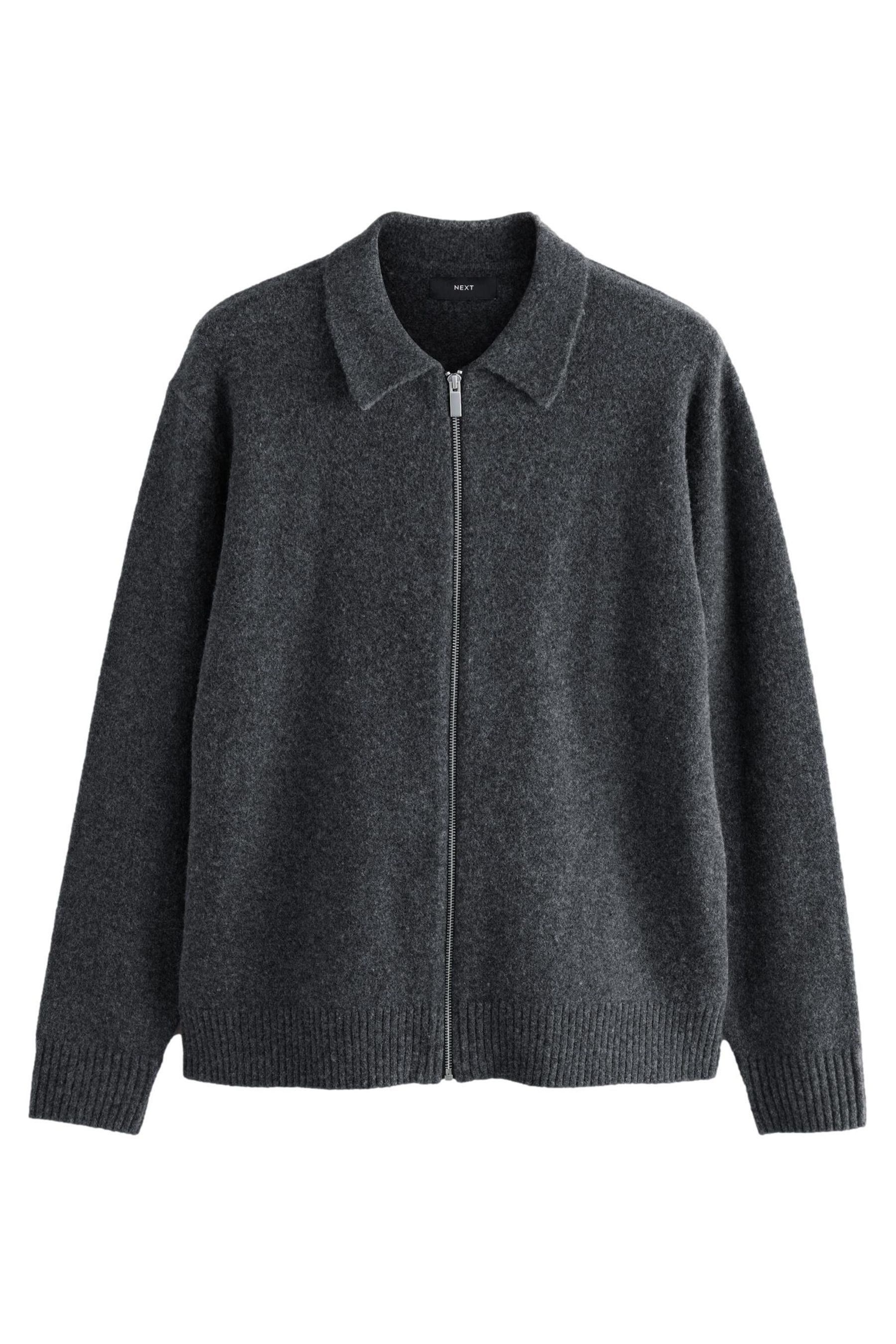 Strickjacke Regular Fit Strick-Polohemd mit RV-Ausschnitt