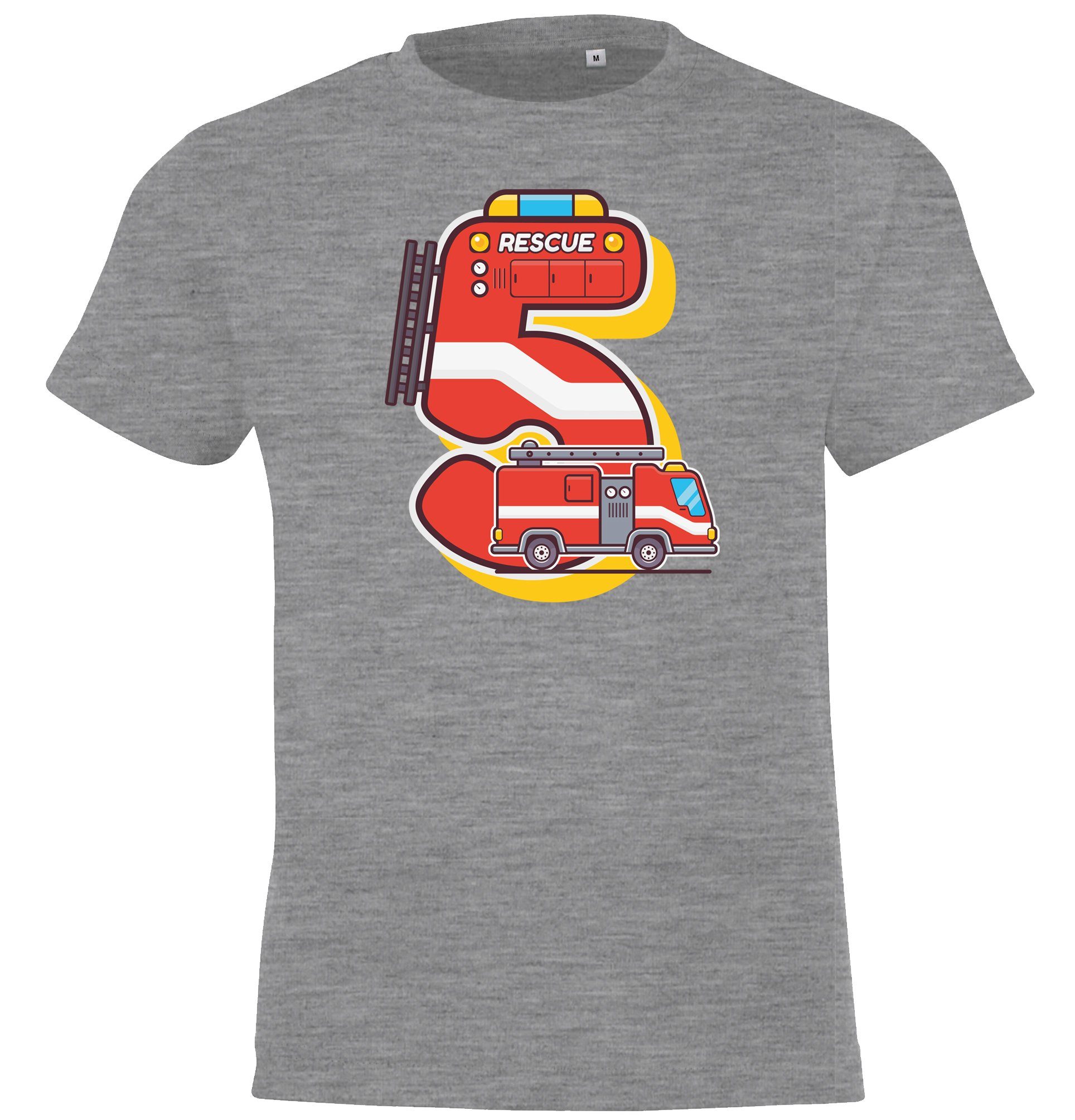 T-Shirt Designz Alt Geburtstags Jungen Jahre 5 mit für Grau Frontprint Youth T-Shirt lustigem