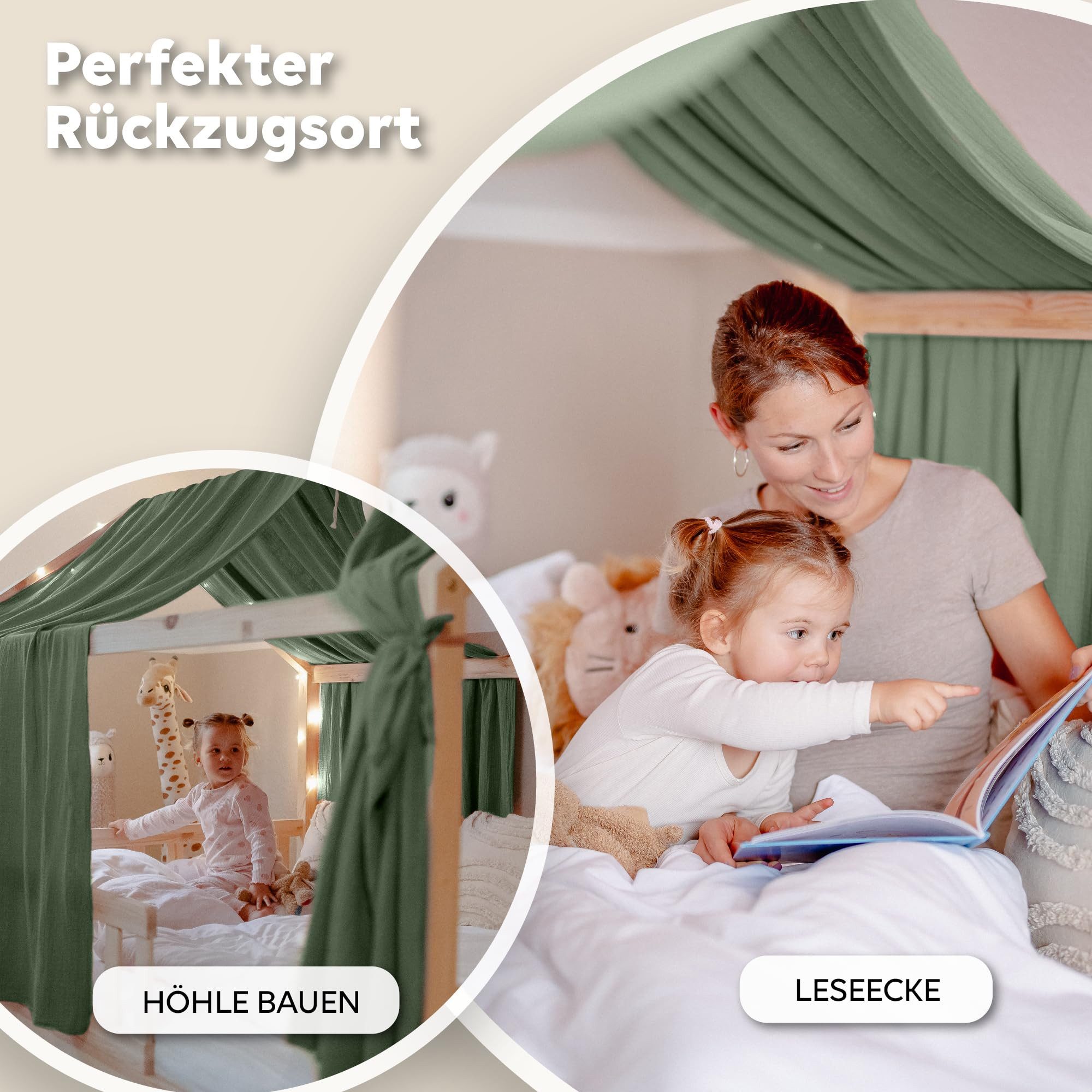 lilimaus Betthimmel Hausbett Himmel 2er-Set aus 100% Musselin - für Kinderbett (1-tlg), Set mit 2 abgestimmten Stoffbahnen - weich & schnell montiert