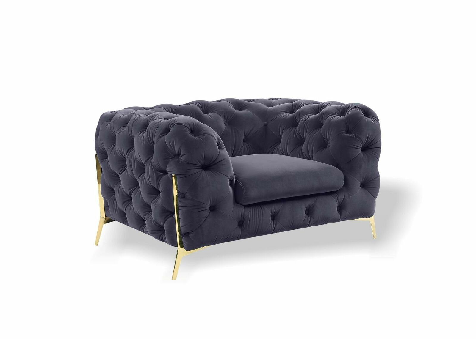 JVmoebel (Sessel), Sessel in Sofa Polster Europe Ohrensessel 1 Ohrensessel Couch Sitzer Blau Chesterfield Made Couch