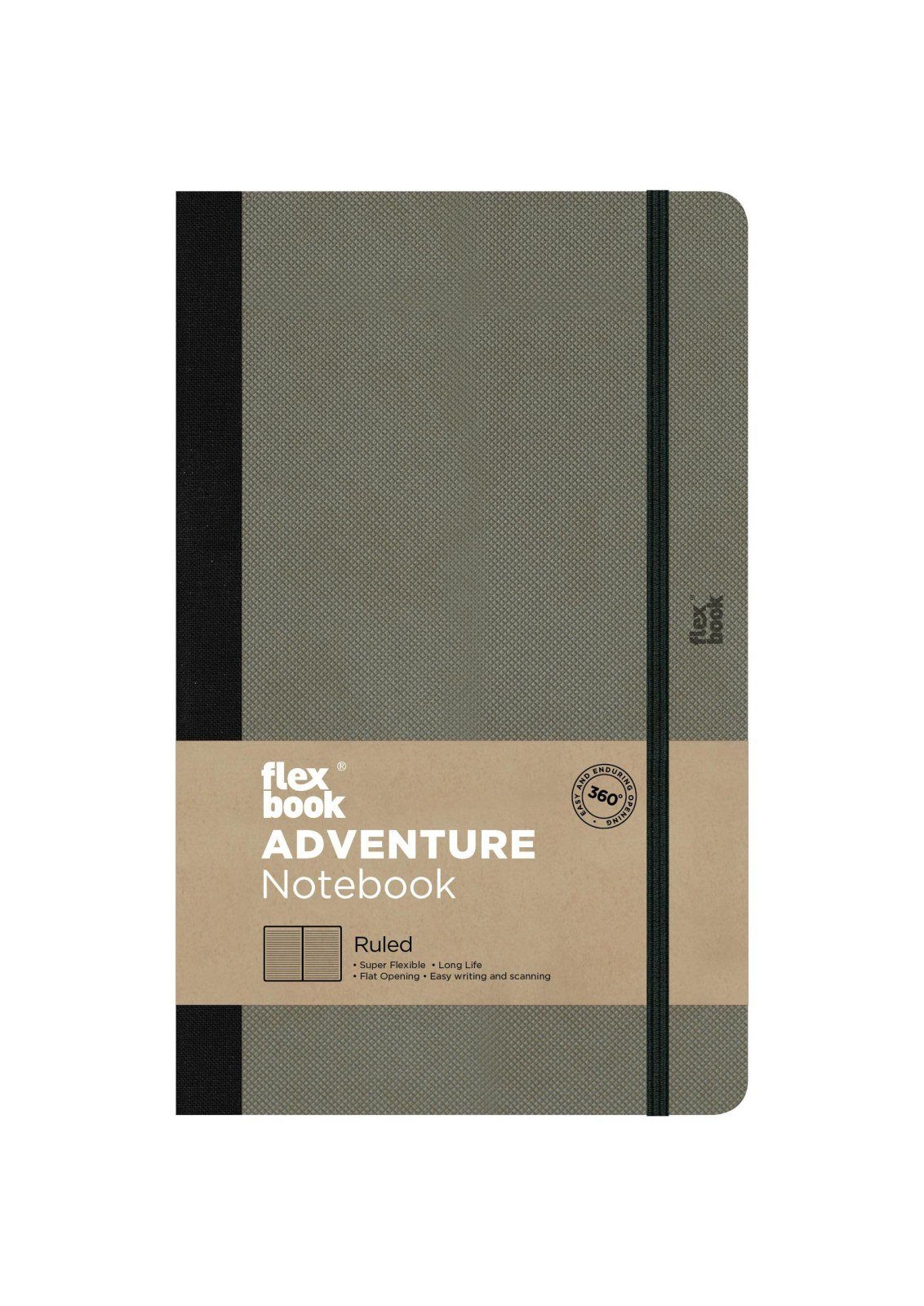 Flexbook Notizbuch Adventure Notizbuch liniert Flexbook Gummizug Kunstleder 5 Farben, 3 Elephant 13*21 cm