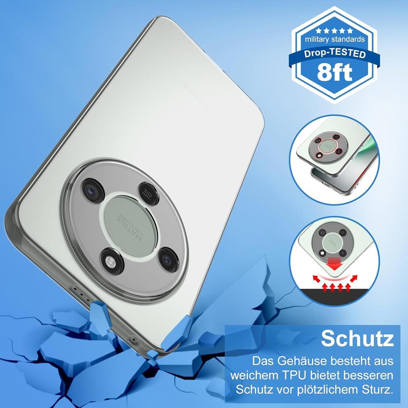 CoolGadget Handyhülle Transparent Ultra Slim Case für Honor Magic8 Lite 6,79 Zoll, Silikon Hülle Dünne Schutzhülle für Honor Magic 8 Lite Hülle – Bild 5 von 5