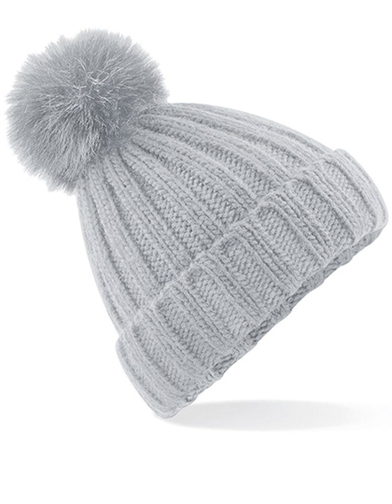 Herbst Kunstpelz Goodman Design Bommelmütze Waschen Winter Grey Beanie Pudelmütze Abnehmbare gleichfarbige Strickmütze einfaches Light für Bommel