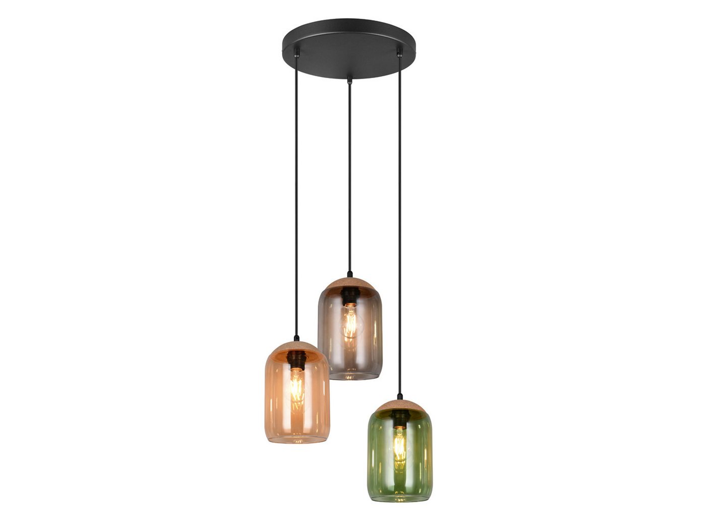 TRIO Leuchten LED Pendelleuchte, Dimmfunktion, LED wechselbar, warmweiß, Cluster Lampenschirm-e Glas hängend über Esstisch & Treppenhaus, Ø30cm