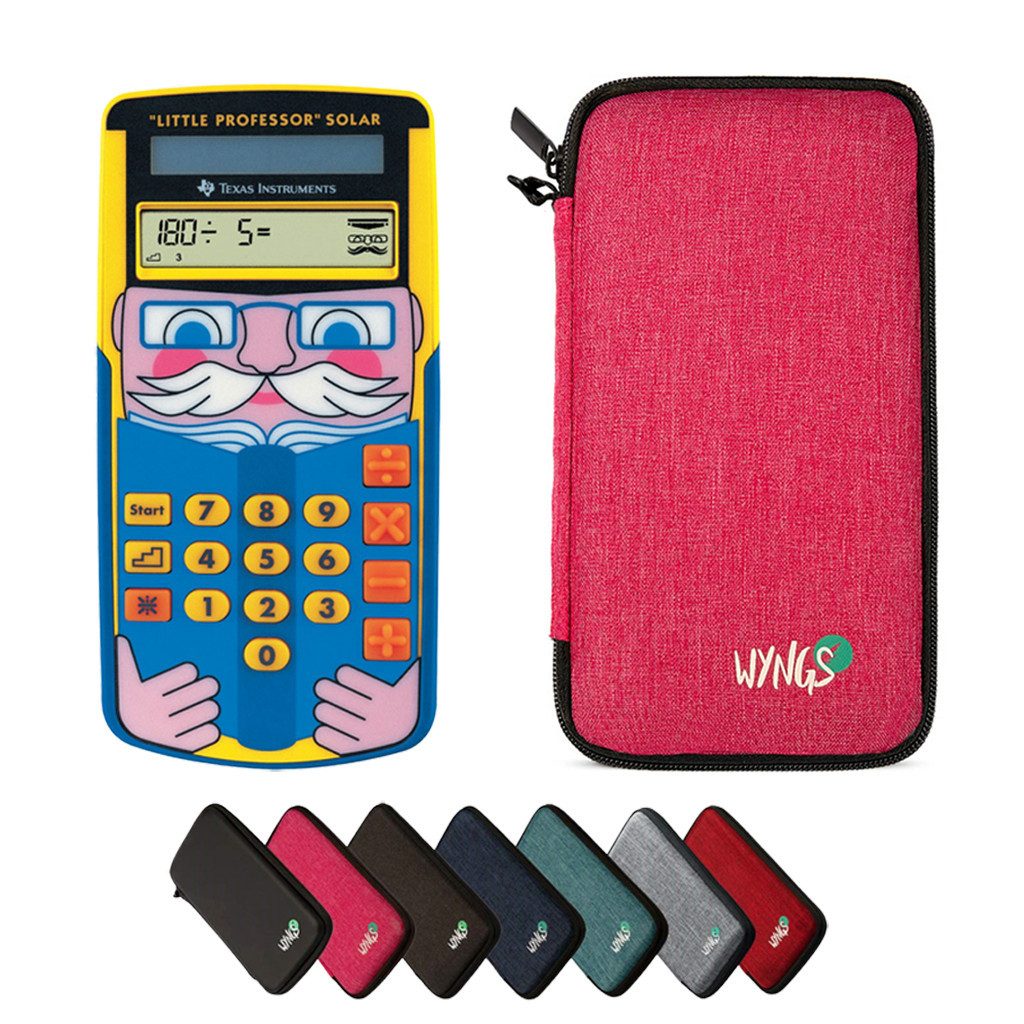 Texas Instruments Taschenrechner TI-Little Professor inkl. WYNGS Schutztasche Pink