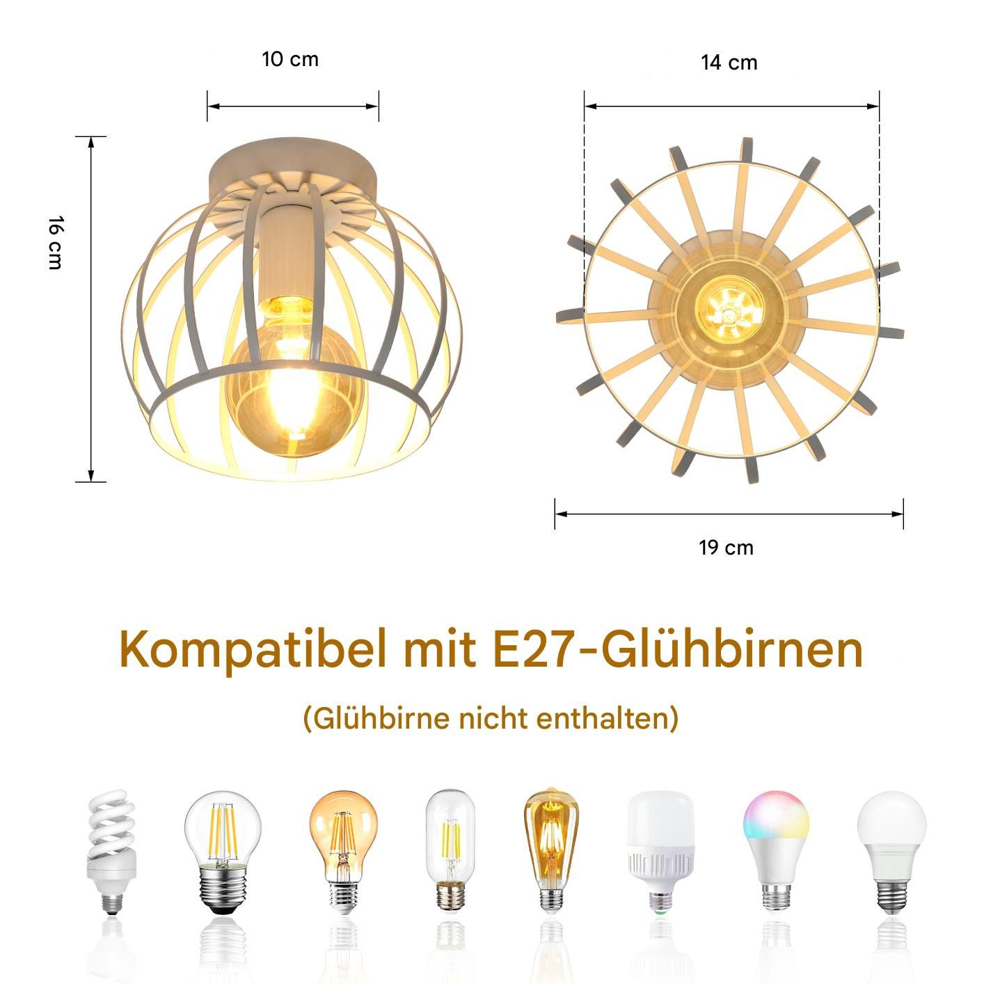 Goeco Deckenleuchte Schwarz Semi Unterputz Deckenleuchte, mit E27 Halter, W günstig online kaufen