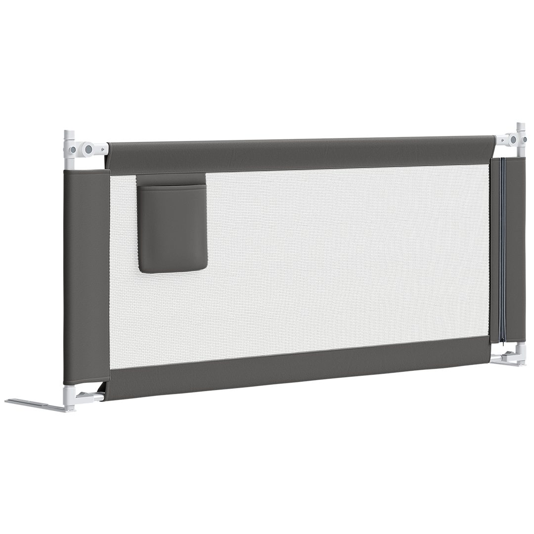 Bellabino Bettschutzgitter Drina höhenverstellbar 69–99 cm (150 cm breit, Dunkelgrau), Rausfallschutz, klappbar & kombinierbar, verfügbar in B 150/180/200 cm
