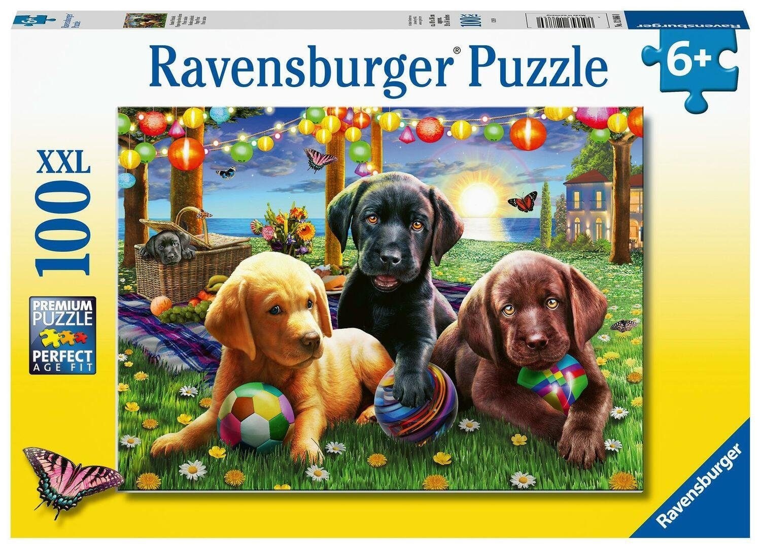 Ravensburger Puzzle Ravensburger Kinderpuzzle - 12886 Hunde Picknick - Tier-Puzzle für..., 100 Puzzleteile