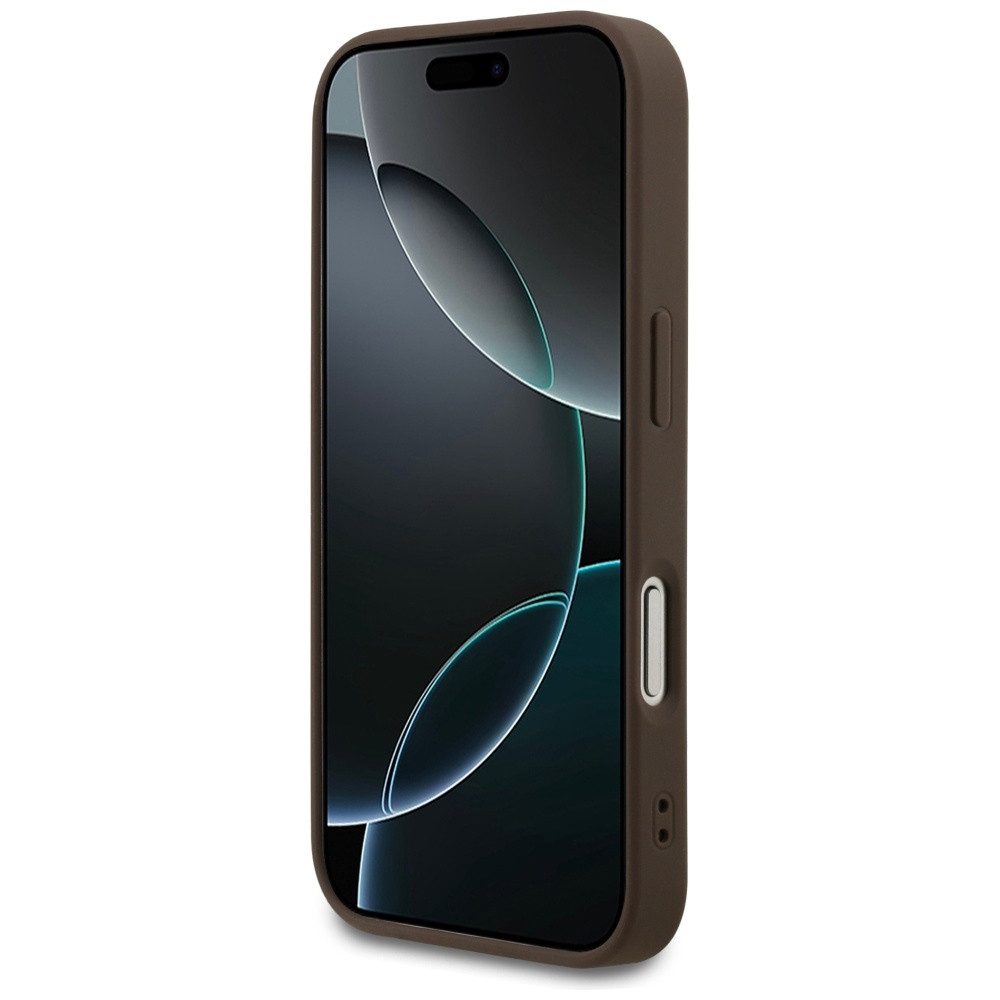 Guess Handyhülle Case iPhone 17 Pro MagSafe Kunstleder braun Logo goldfarben 6,3 Zoll, Kantenschutz – Bild 5 von 5
