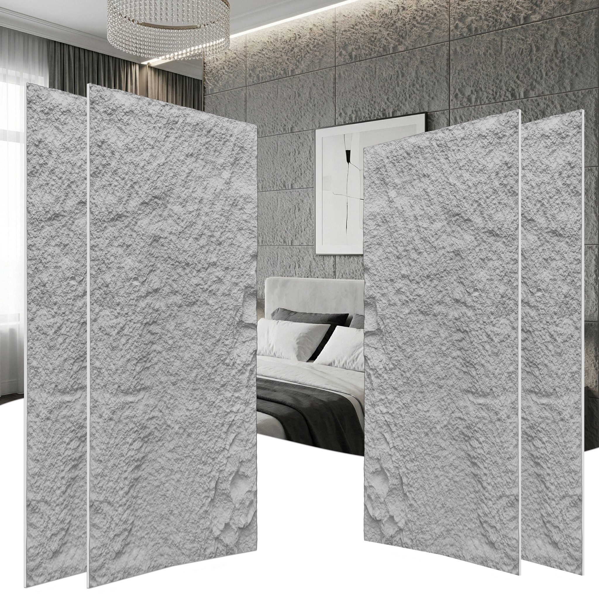 FIVMEN 3D Wandpaneel 120x60 cm Steinoptik Polystyrol 3cm dick Leichte Deckenpaneele, (4-tlg) für Wohnzimmer Küche Bad Schlafzimmer, 2 Stück/3 Stück