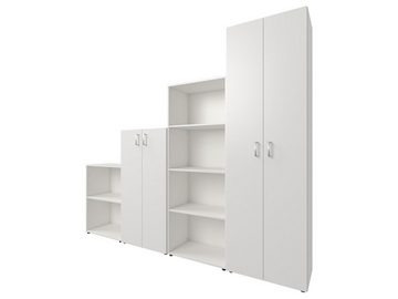 möbelando Aktenschrank Trio 3 zeitloser Beistellschrank aus Spanplatte in weiß mit 2 höhenverstellbaren Einlegeböden. Breite 57 cm, Höhe 113 cm, Tiefe 34,5 cm - Made in Germany