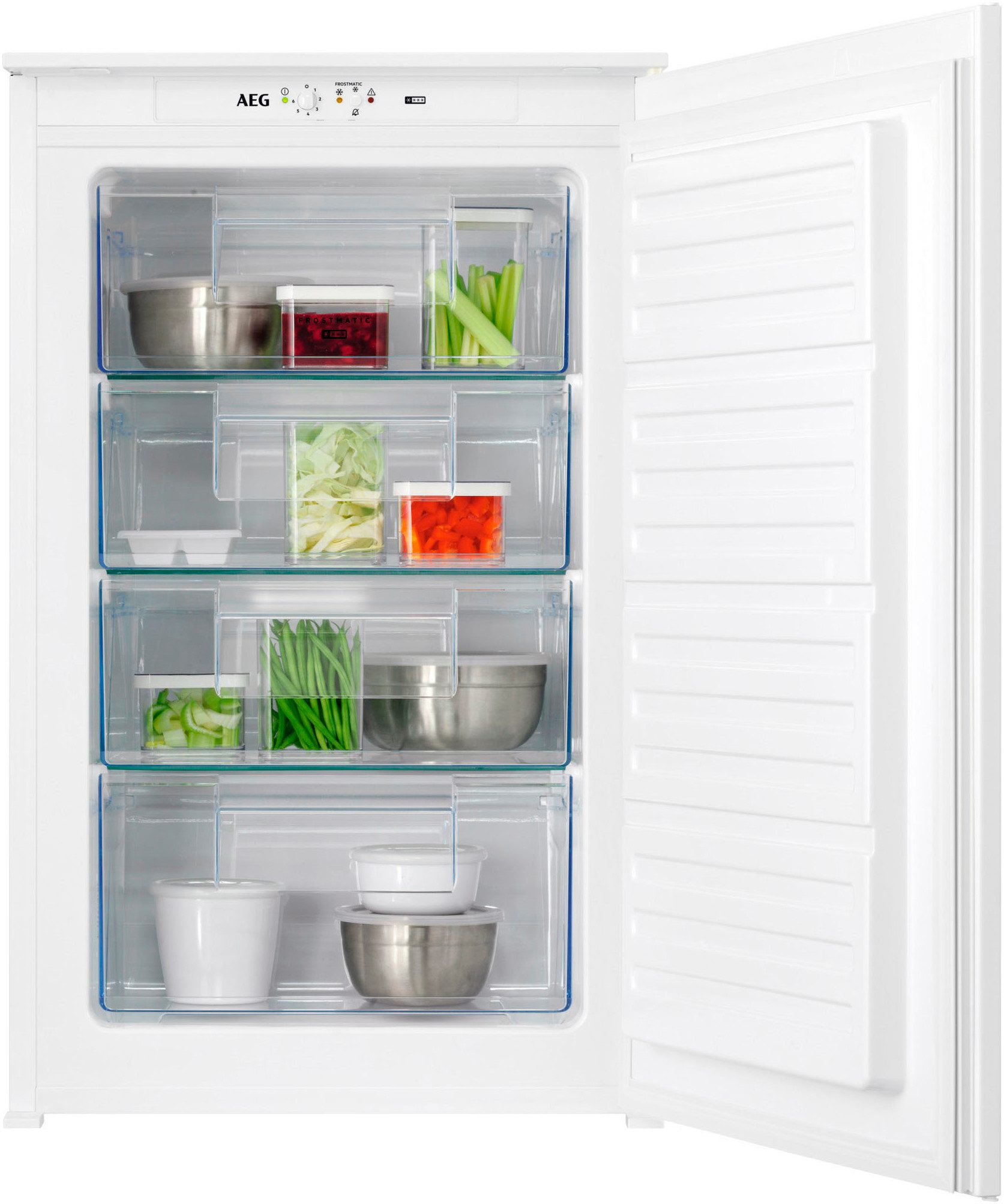 AEG Einbaugefrierschrank Serie 5000 TAB6L88ES, 87,3 cm hoch, 54,8 cm breit, 218 L, Kältesensor, LowFrost-weniger Eisbildung, Türalarm, Schlepptür