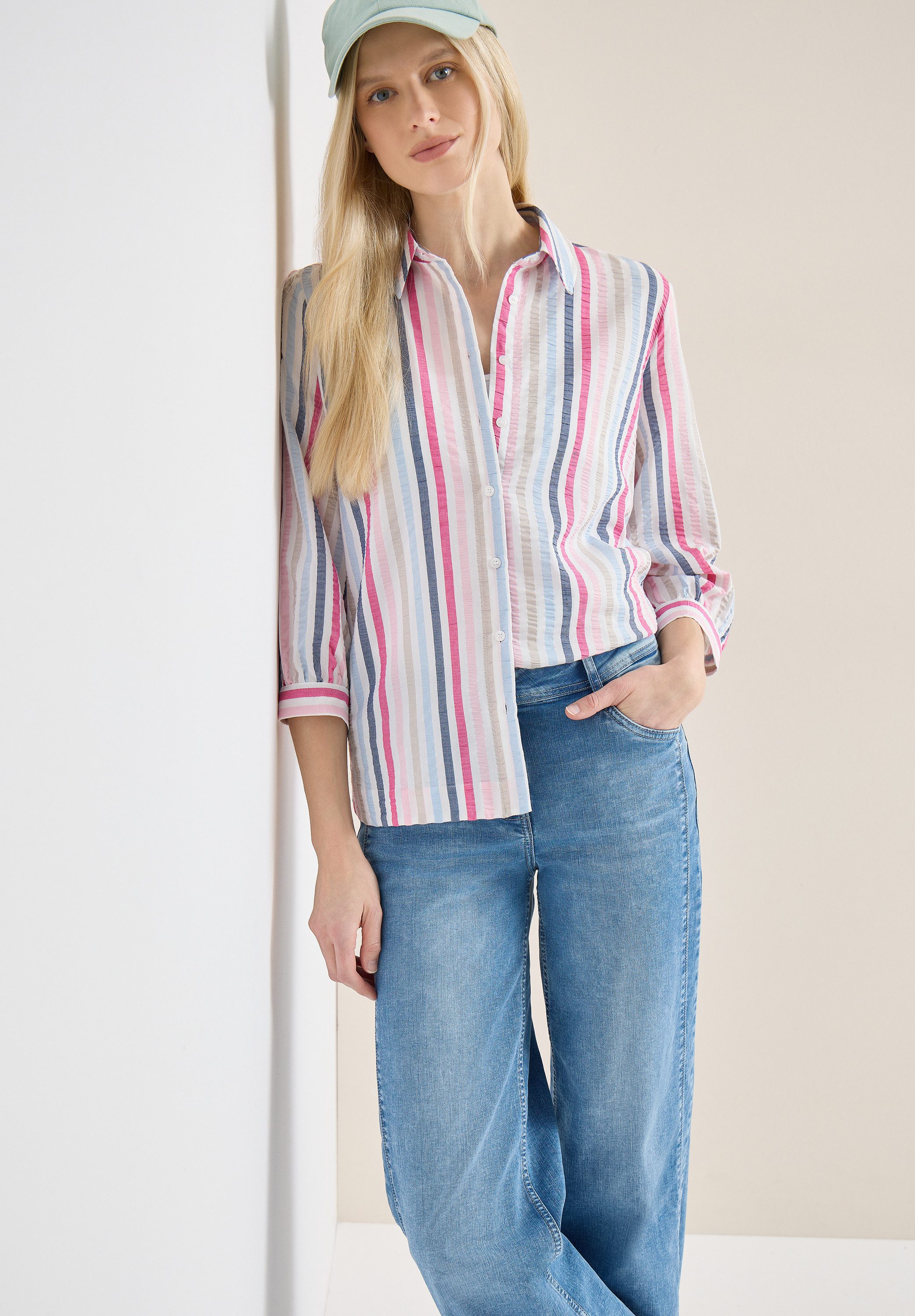 CECIL Hemdbluse 3/4-Arm-Bluse mit Mulitcolor-Streifen günstig online kaufen
