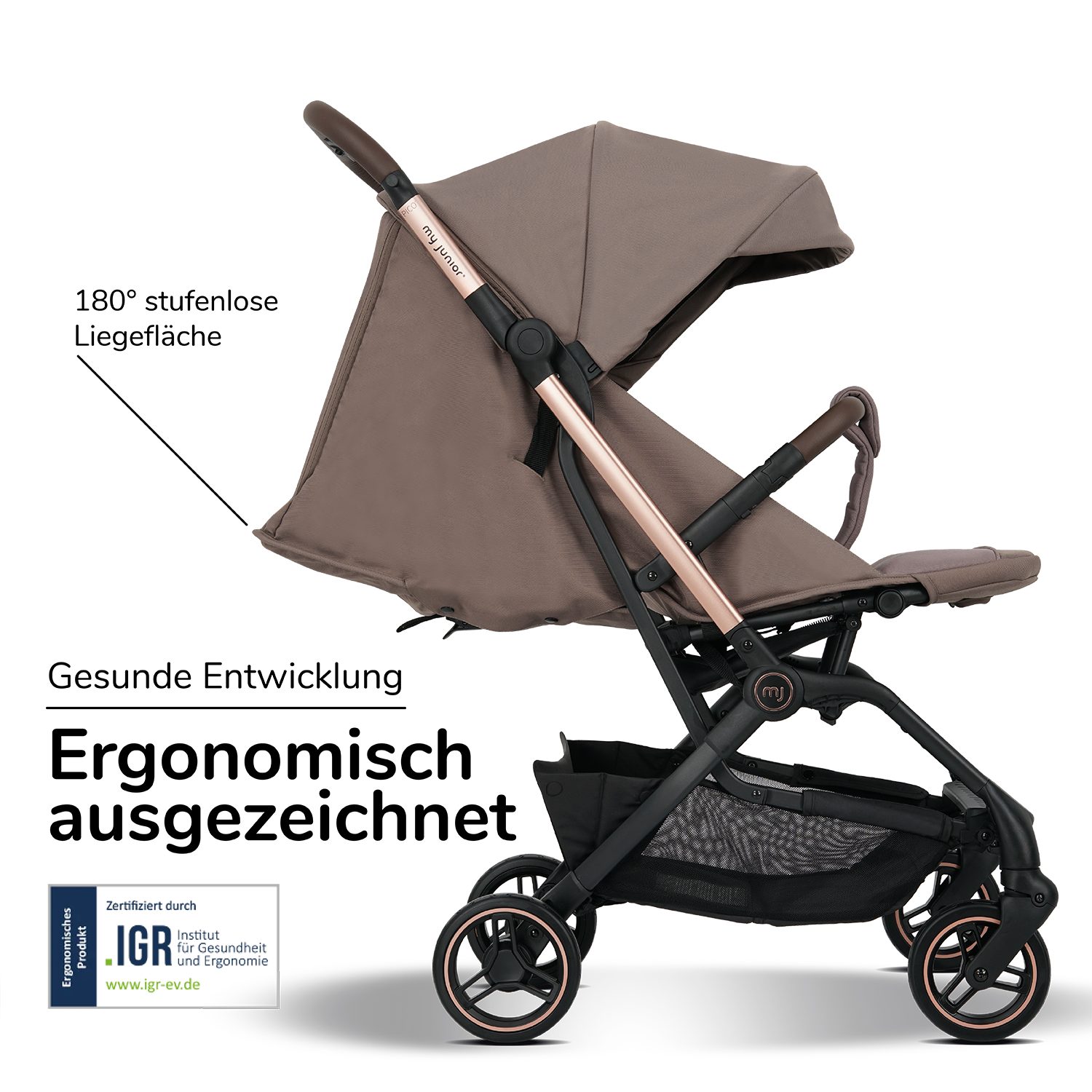 my junior Kinder-Buggy my junior® PICO² Hazel - rose, bis 22kg, Einhand AutoFold, Getränkehalter, Transporttasche