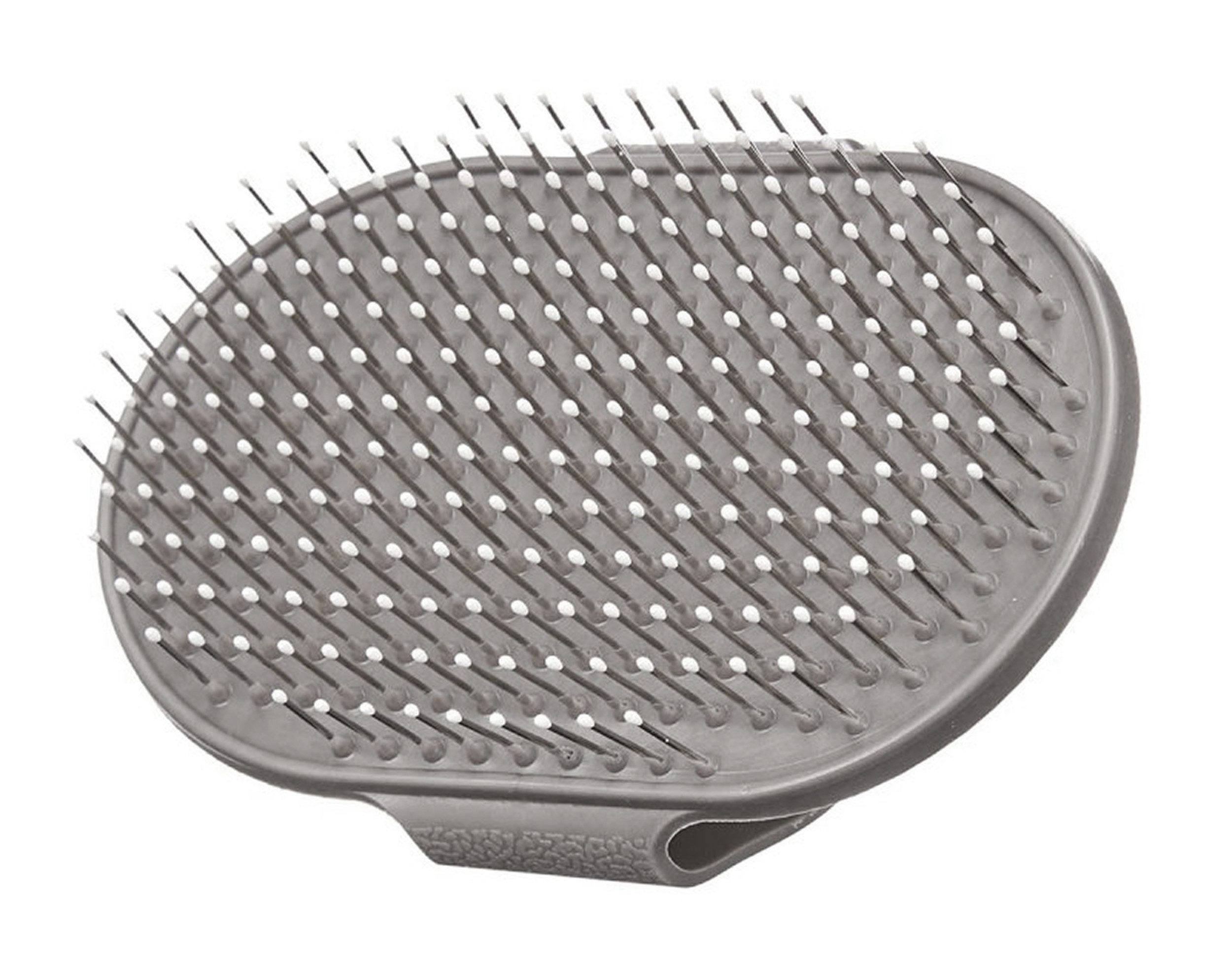 Mascow Fellbürste TIERBÜRSTE mit Metallstiften und Handriemen aus Silikon oval Grau 99, Metall, Fellbürste Hundebürste Katzenbürste Fellpflege