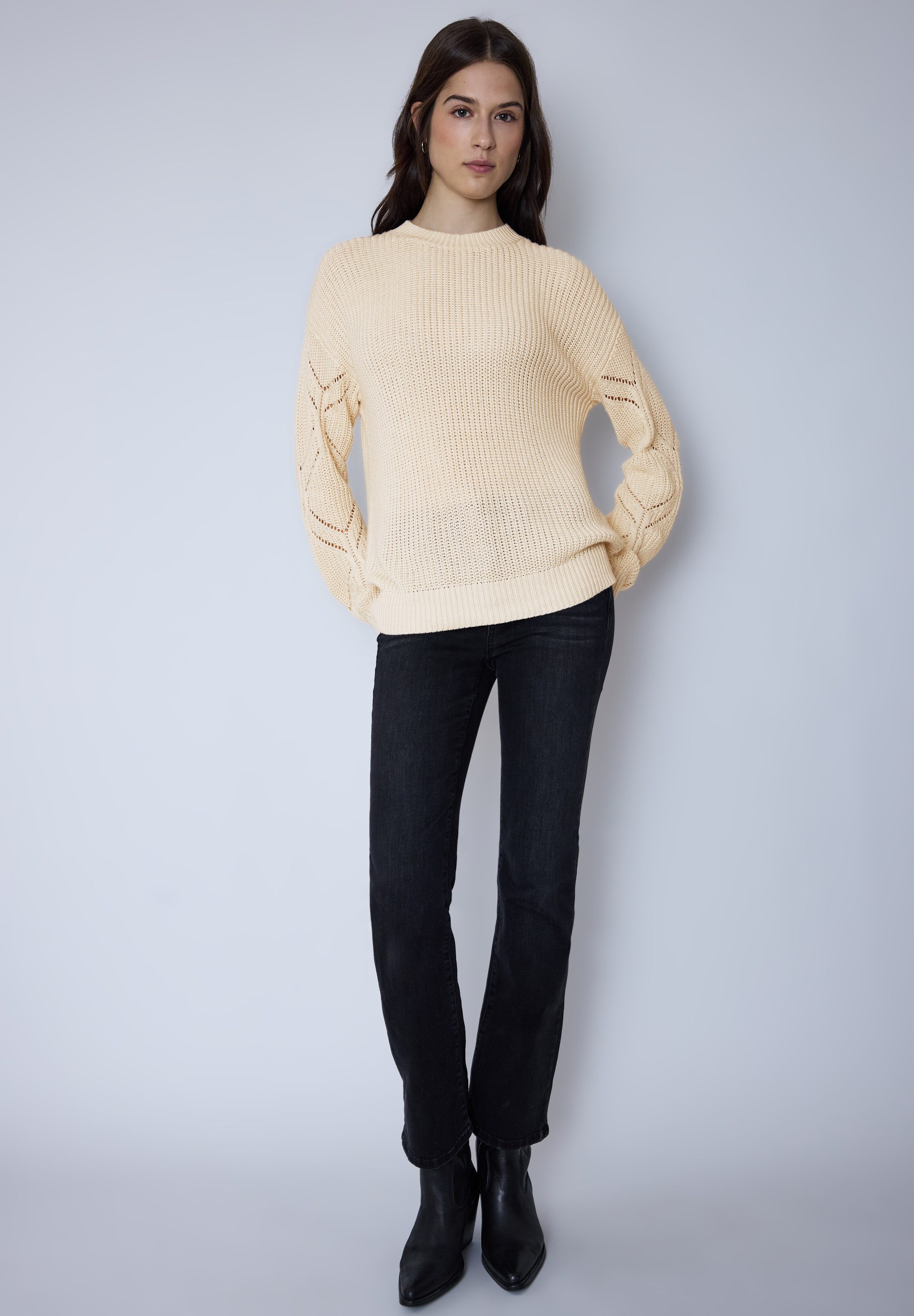 STREET ONE STUDIO Longpullover mit Strick-Detail