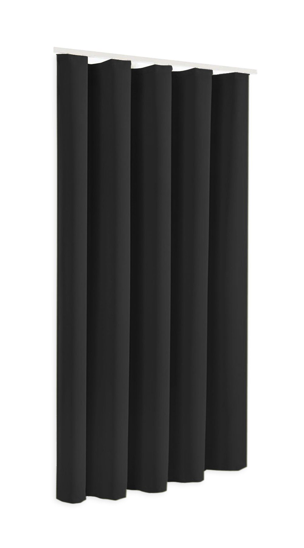 Blackout Verdunkelungsschal Clever-Kauf-24 Höhe in 245cm, Thermovorhang, Farbe Verdunkelungsvorhang Sopran, oder 175cm blickdicht, Modell schwarz,