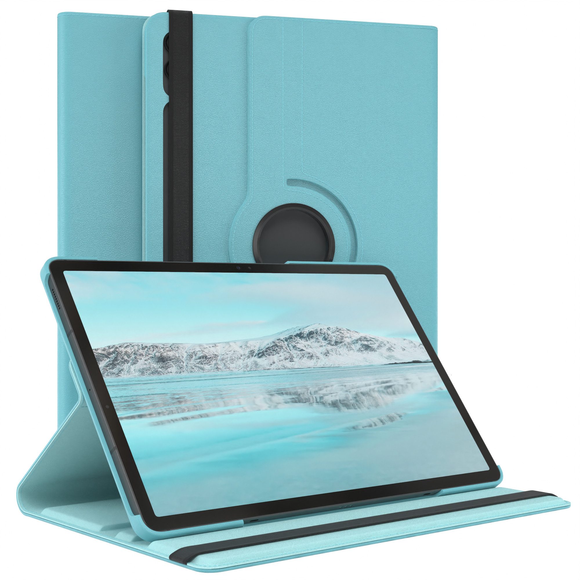 EAZY CASE Tablet-Hülle Rotation Case für Galaxy Tab S9 FE+ Rotationcase 12,4 Zoll, Schutzasche für Tablets Flipcase Hülle Kratzschutz Displayschutz Blau