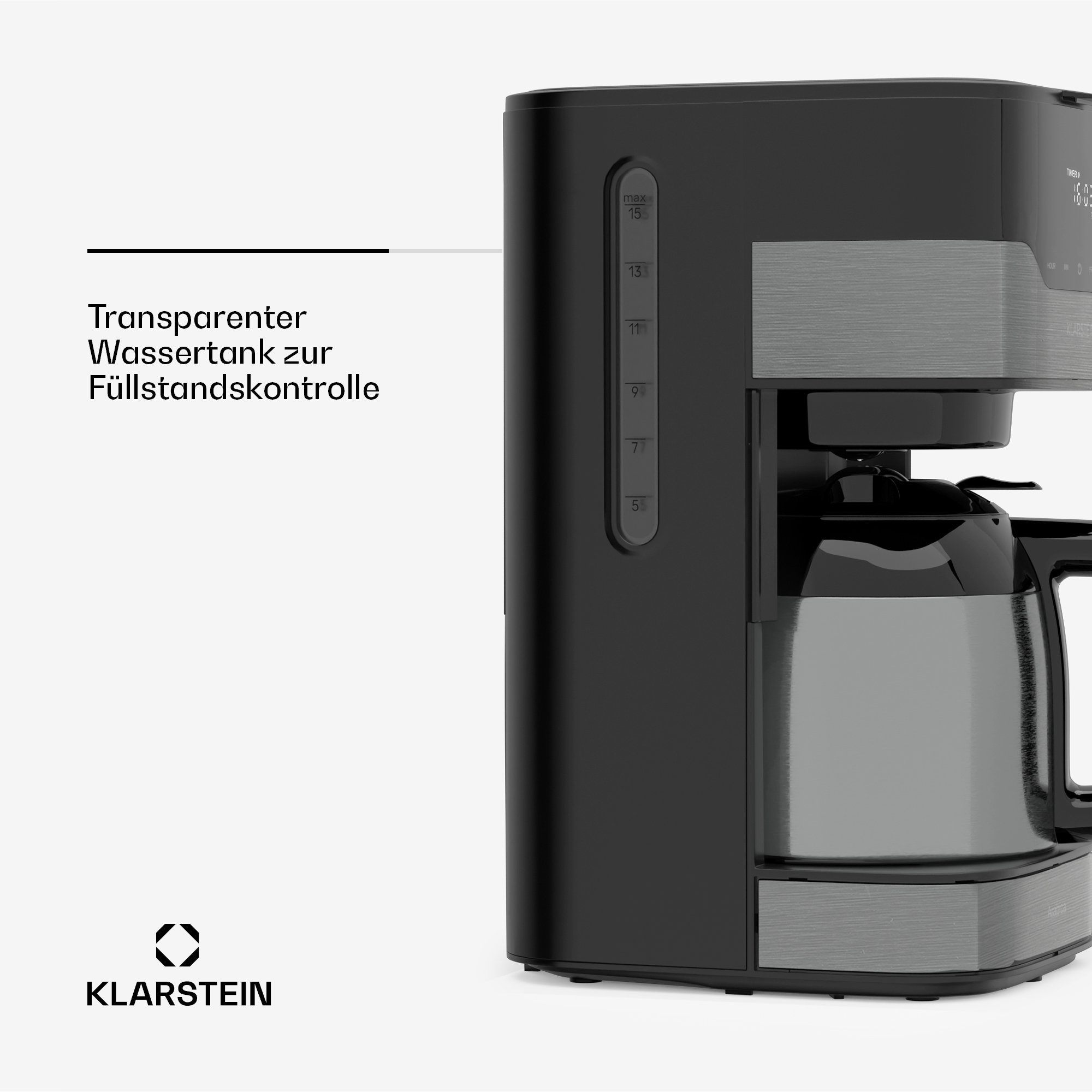 Tassen Filterkaffeemaschine mit thermoskanne LCD Touch Arabica, 1,2L 12 Timer Kaffeekanne, Klarstein 1.2l