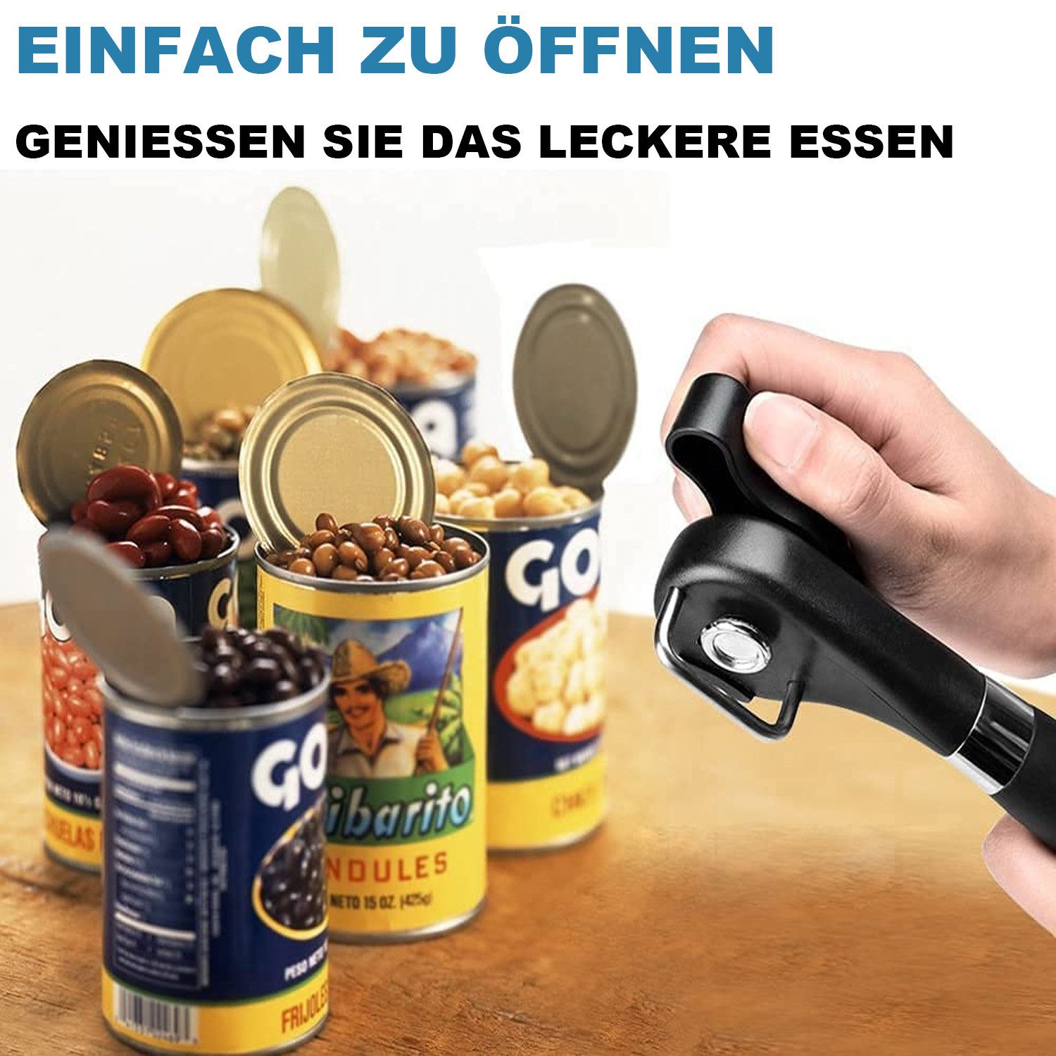 KINSI Dosenöffner Multiöffner, Sicherheits dosenöffner, Multifunktionale, Edelstahl, Ergonomisches Rutschfestes Design mit glattem Rand