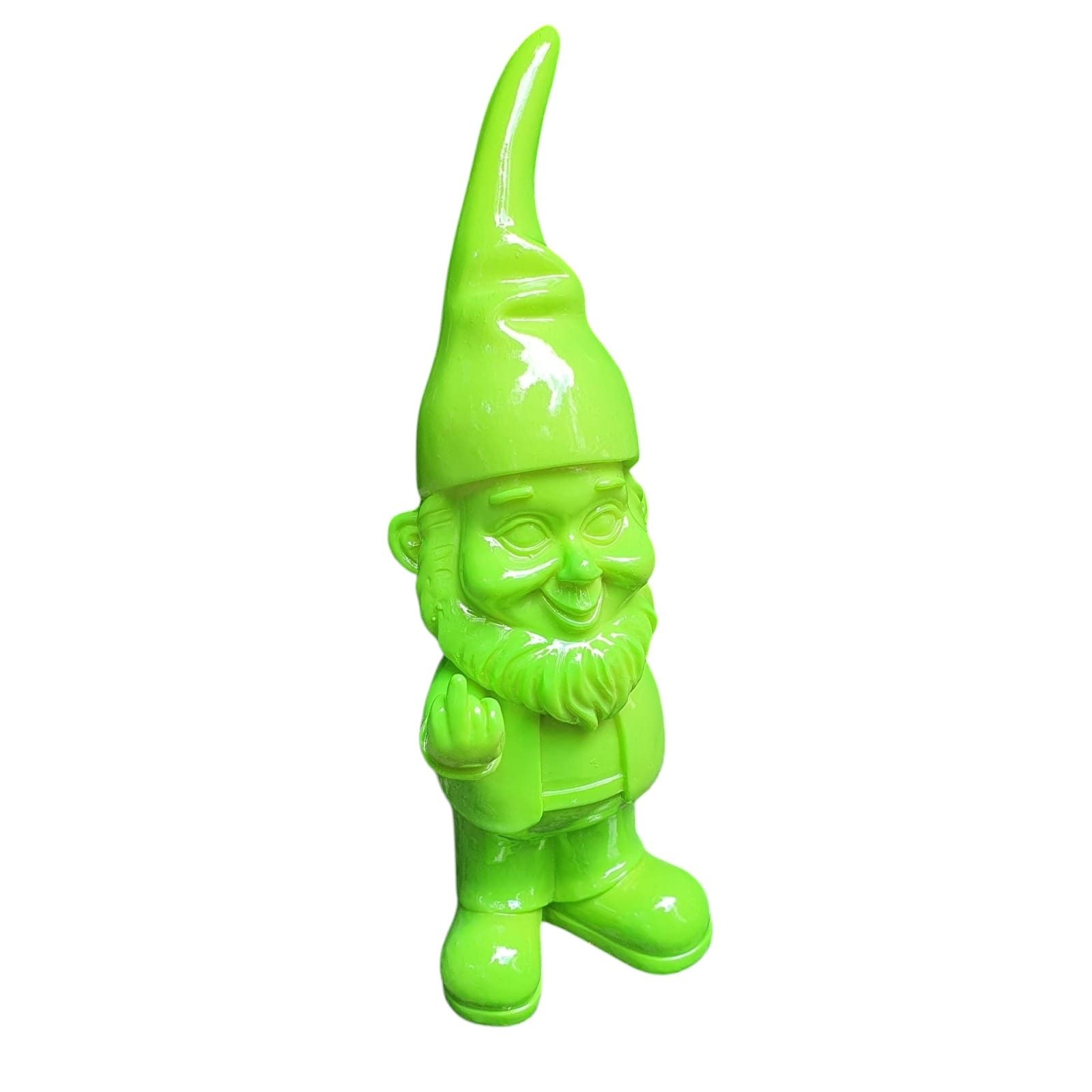 Gartenfigur Gartenzwerg mit Stinkefinger 17 cm grün
