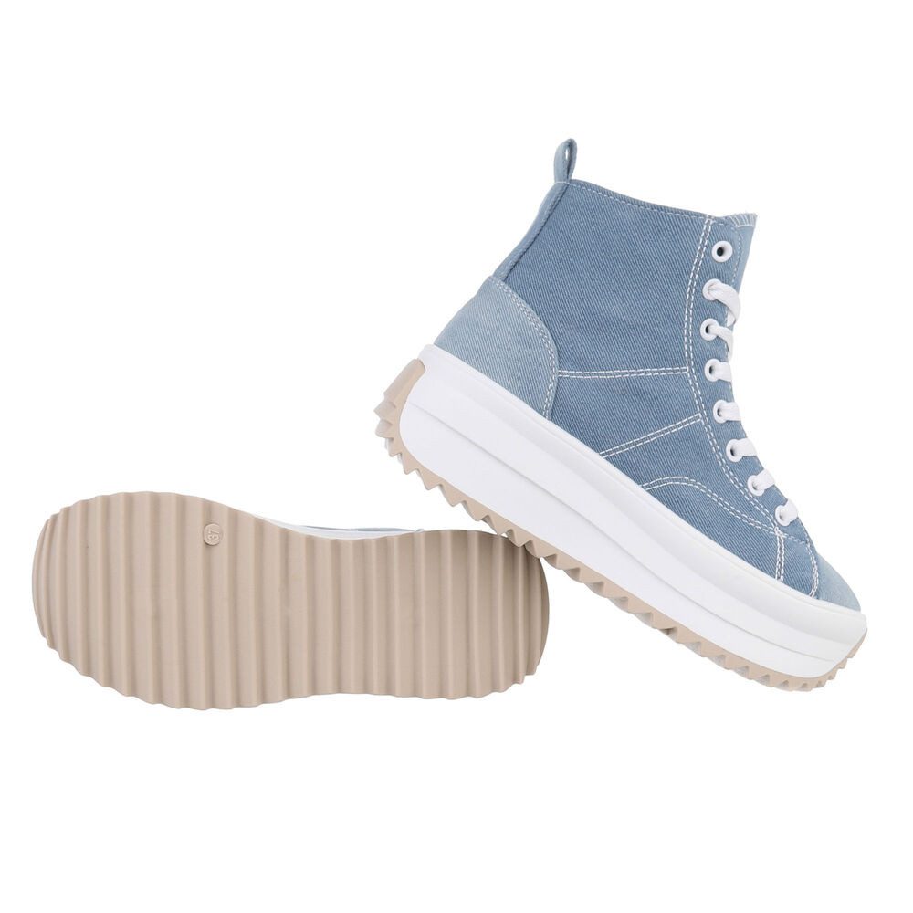 Ital-Design Komfortable Sneakers mit hoher Sohle und modischem Design Sneakerboots (85960095) Flach Sneakers High in Hellblau