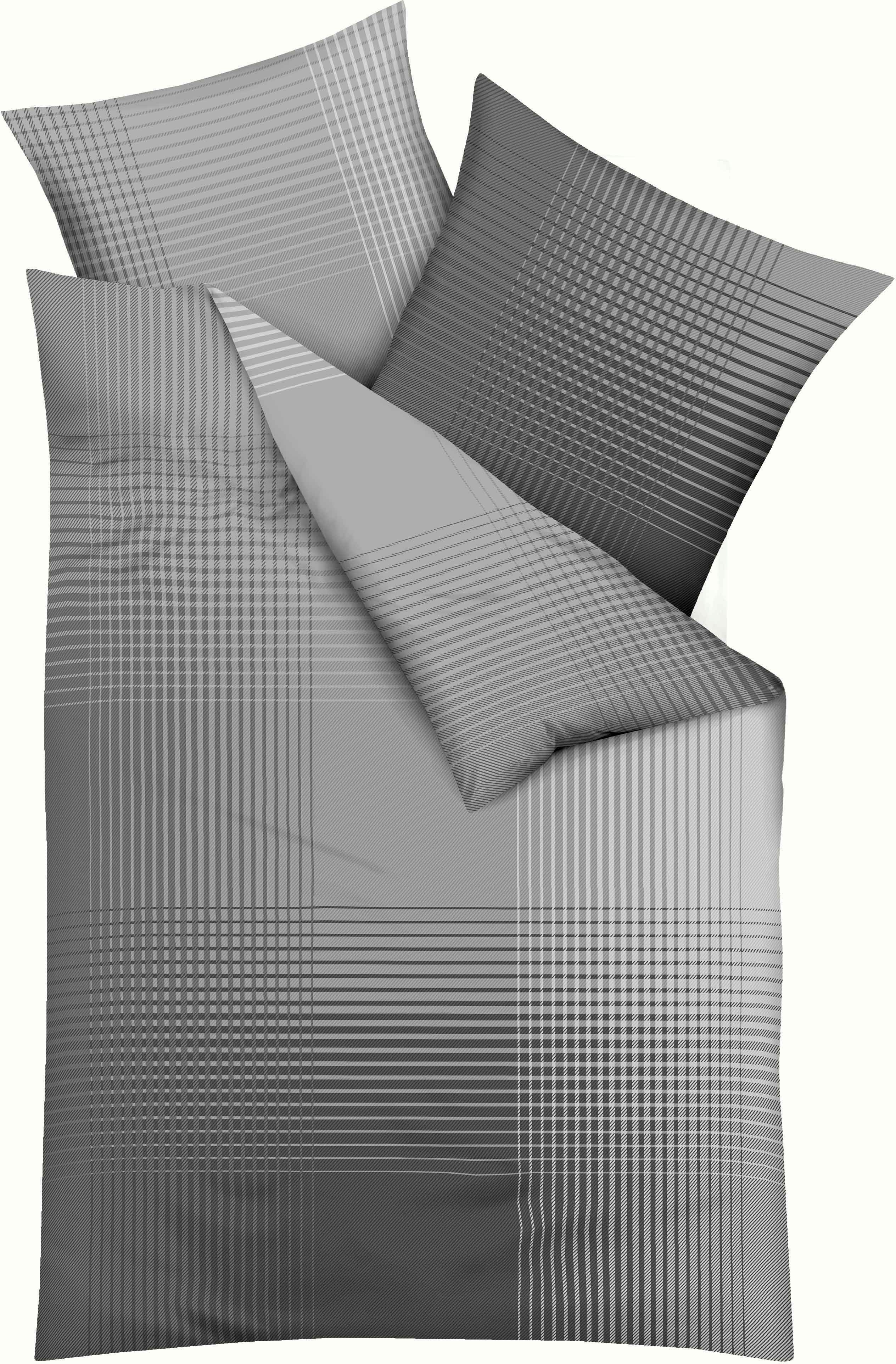 Kaeppel Bettwäsche MASTER 100% Baumwolle, Mako-Satin, 2 teilig, mit Karomuster, Markenreißverschluss