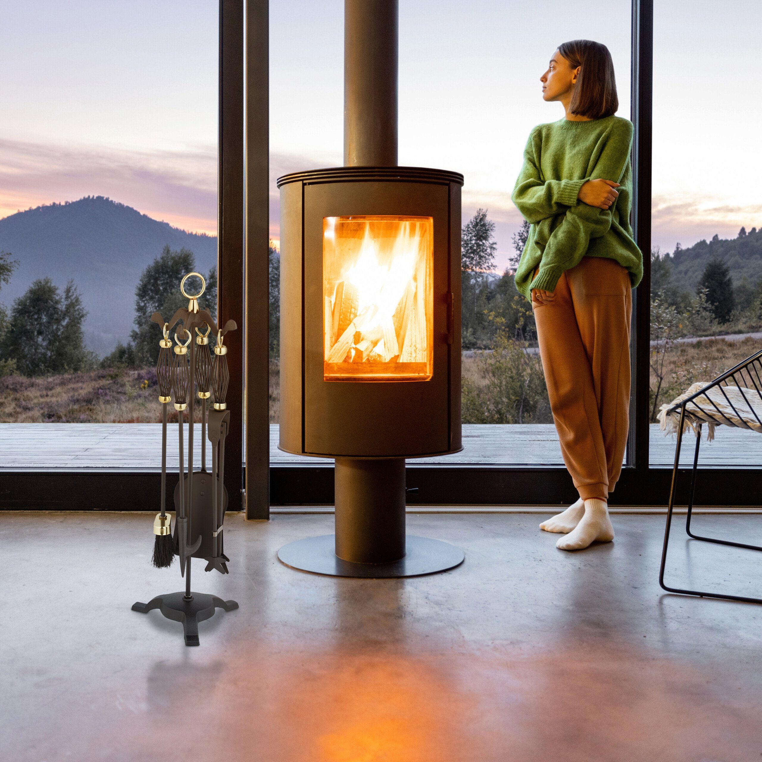 relaxdays Kamingarnitur 5-teiliges Kaminbesteck