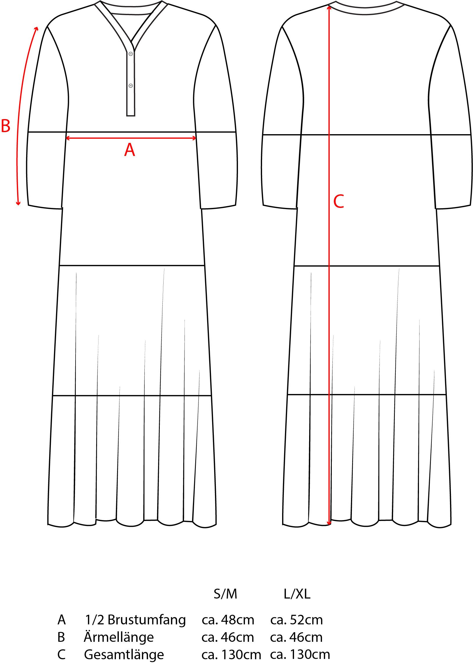Zwillingsherz Maxikleid "Dreams" mit Mustermix, Knopfleiste und 3/4 Arm