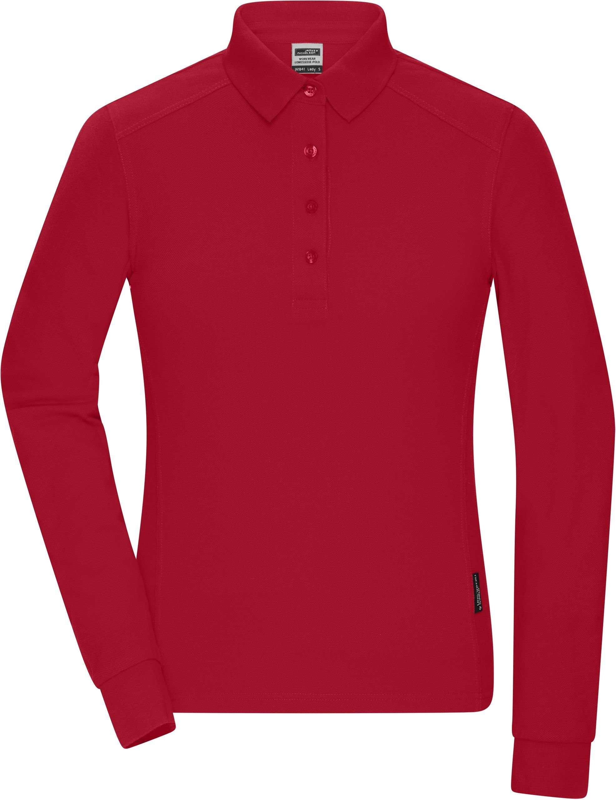 James & Nicholson Poloshirt Damen Workwear Polo langarm RED